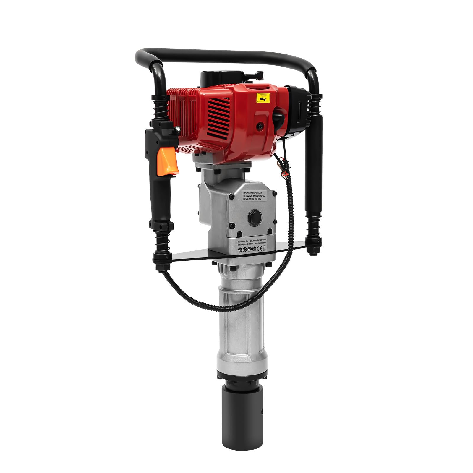 Pile Driver Hammer - T Post Driver 2 Stroke 52CC 2.3HP Gas Powered T Post Driver Hammer Drills, Air Cooling Single Cylinder Gasoline Petrol Garden Fencing Tool Machine Fence Farm Push Pile Kit