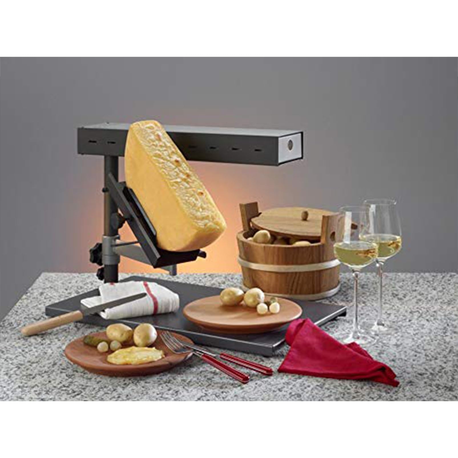 Kommerzieller 650-W-Raclette-Käseschmelzer – Edelstahl-Halbrad-Käseheizer mit einstellbarem Winkel for Schweizer Raclette, Nachos und Catering-Events