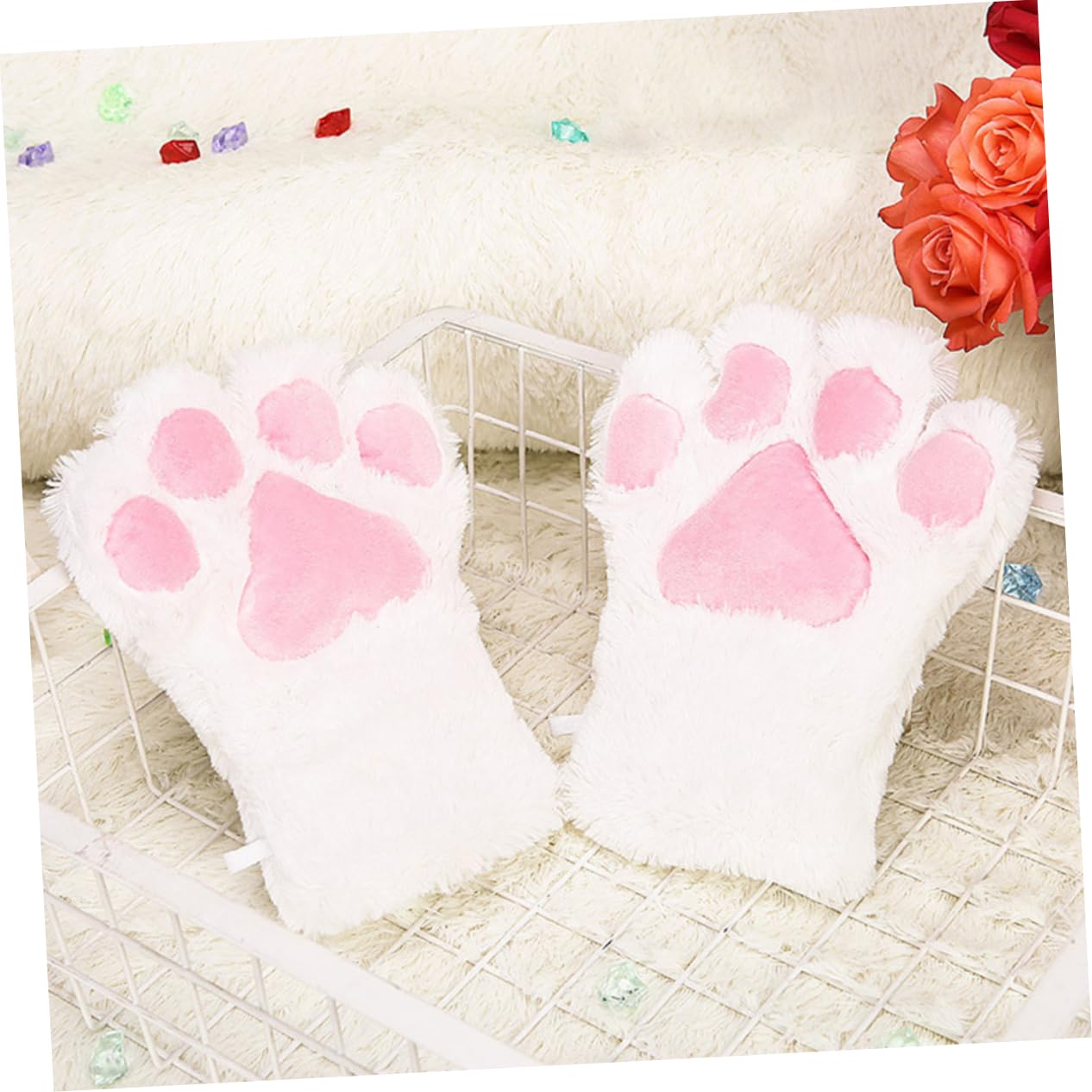 BESTYASH Plush Cat Claw Gloves Lightweight Comfortable Gloves for Adults Boys and Girls Stage Performance Party Wear