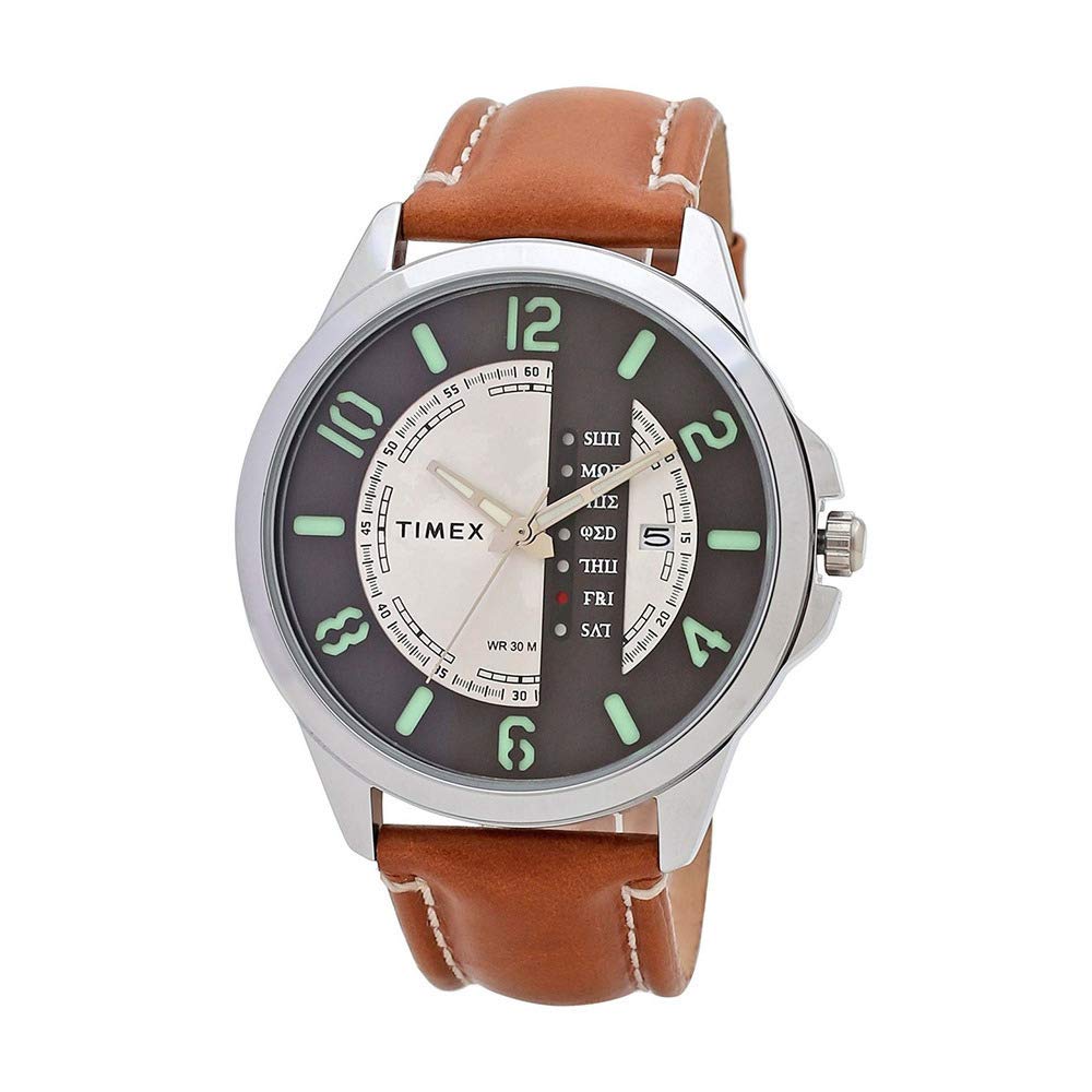 Timex Men Leather Analog Silver Dial Watch-Tweg16501, Band Color-Brown (B07B9L4XJ3) Amazon Price History, Amazon Price Tracker