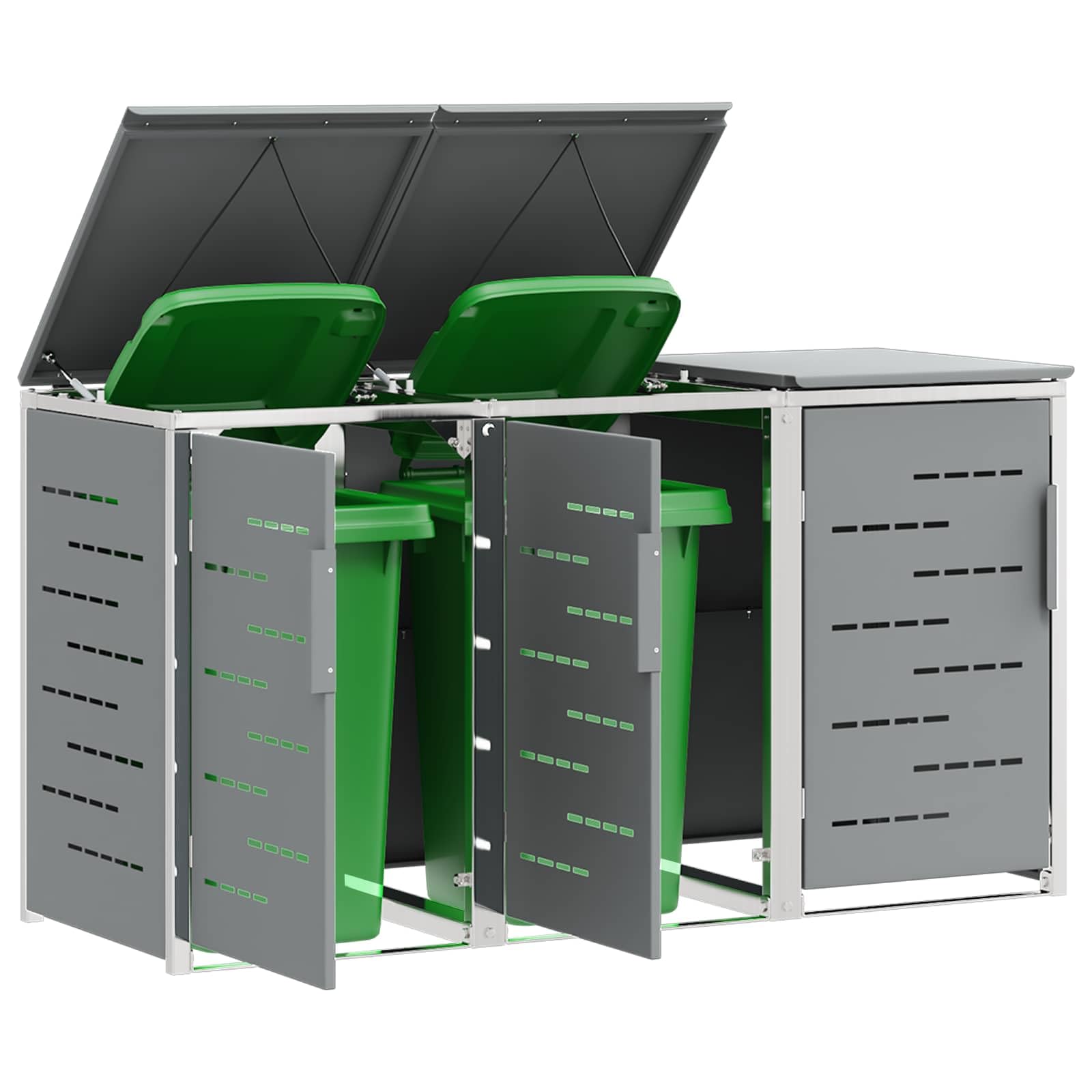 vidaXL Mülltonnenbox Edelstahl Grau