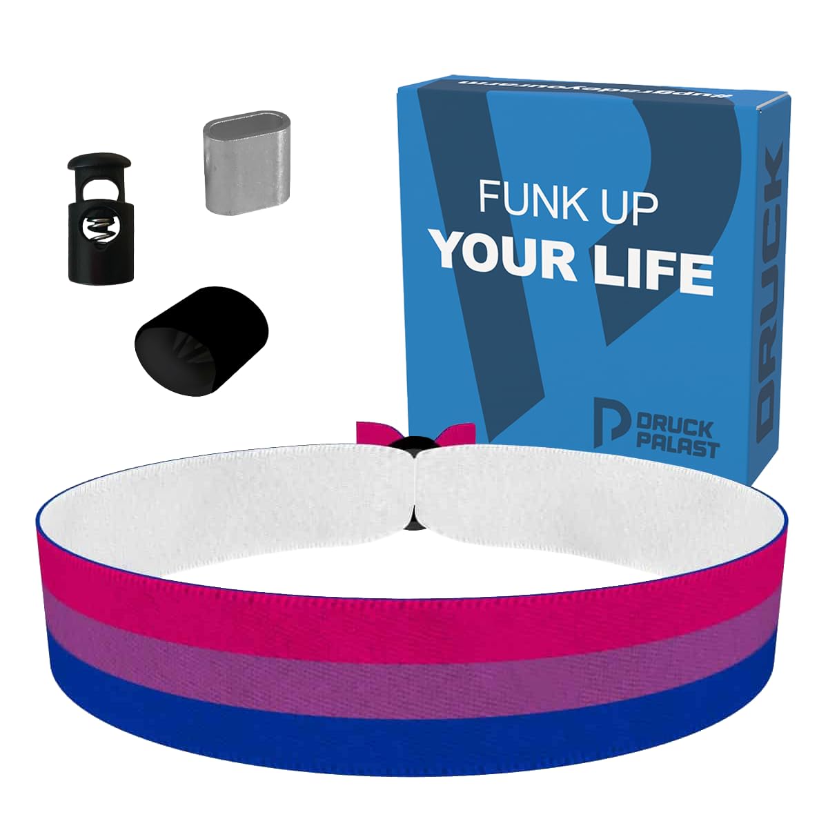 Druck-Palast Bisexual - Flagge Stoffarmband - Wasserfest & Langlebig - Unisex LGBTQ Armbänder - Pride Accessoires - Handgemachte Armbänder - Farbenfrohe LGBTQ Geschenke - Festival Schmuck