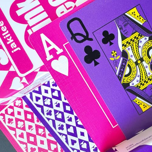 Naipes de póker rosa y morado, pack 2 barajas miniatura 6