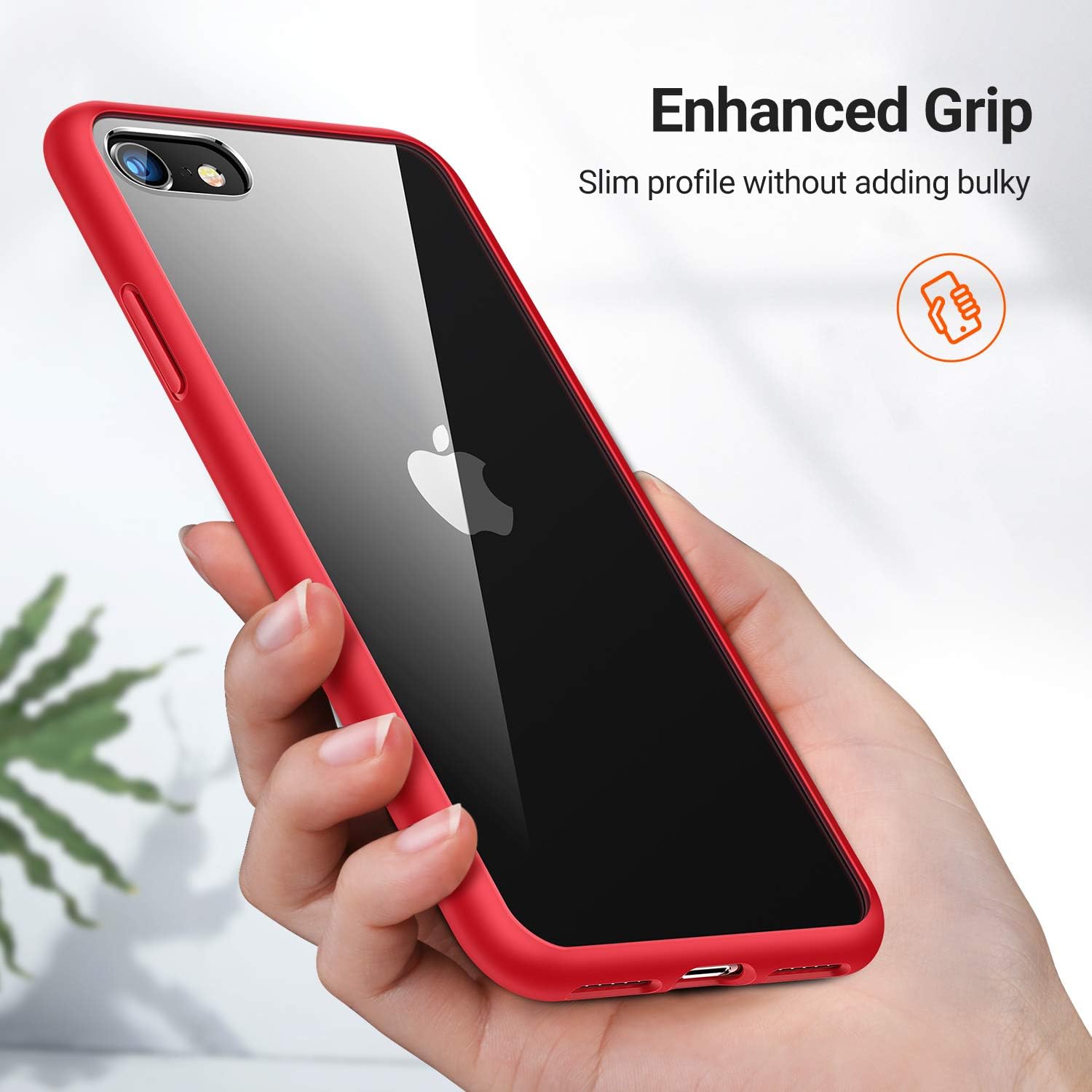TORRAS Diamonds Clear iPhone SE 2020 Case/iPhone 8 Case/iPhone 7 Case, [10X Anti-Yellowing] Slim Thin Hard PC Back & Soft Bumper Cover Designed for iPhone SE 2020 Case/iPhone 7/8 Case, Lucky Red