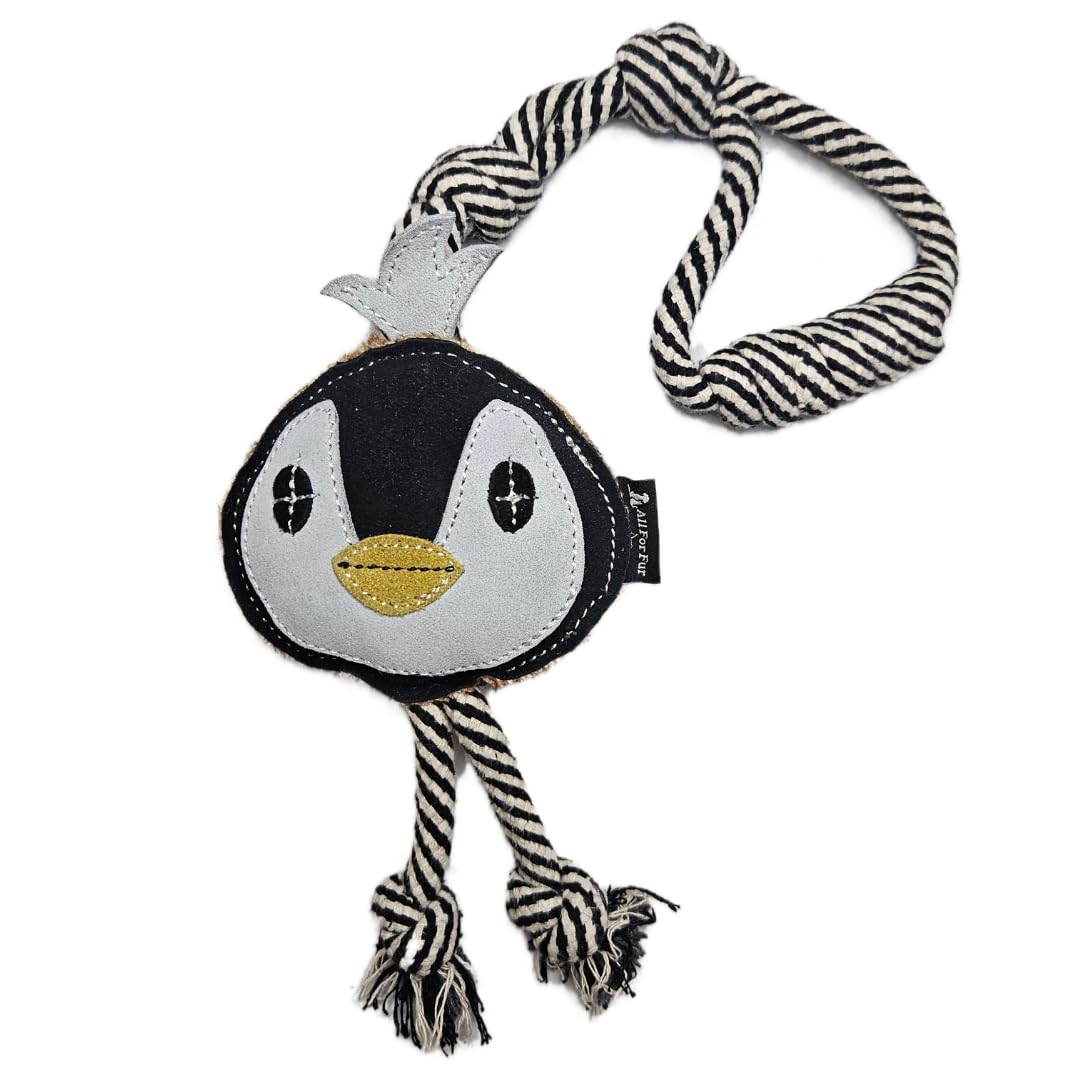 All For Fur Levin The Penguin Dog Toy Premium Natural Suede Leather Chew & Rope Toy | Durable, Eco-Friendly & Non-Toxic | Luxury Pet Accessory for All Dog Sizes (Small to XL) (B0D9NZ91SF) Amazon Price History, Amazon Price Tracker