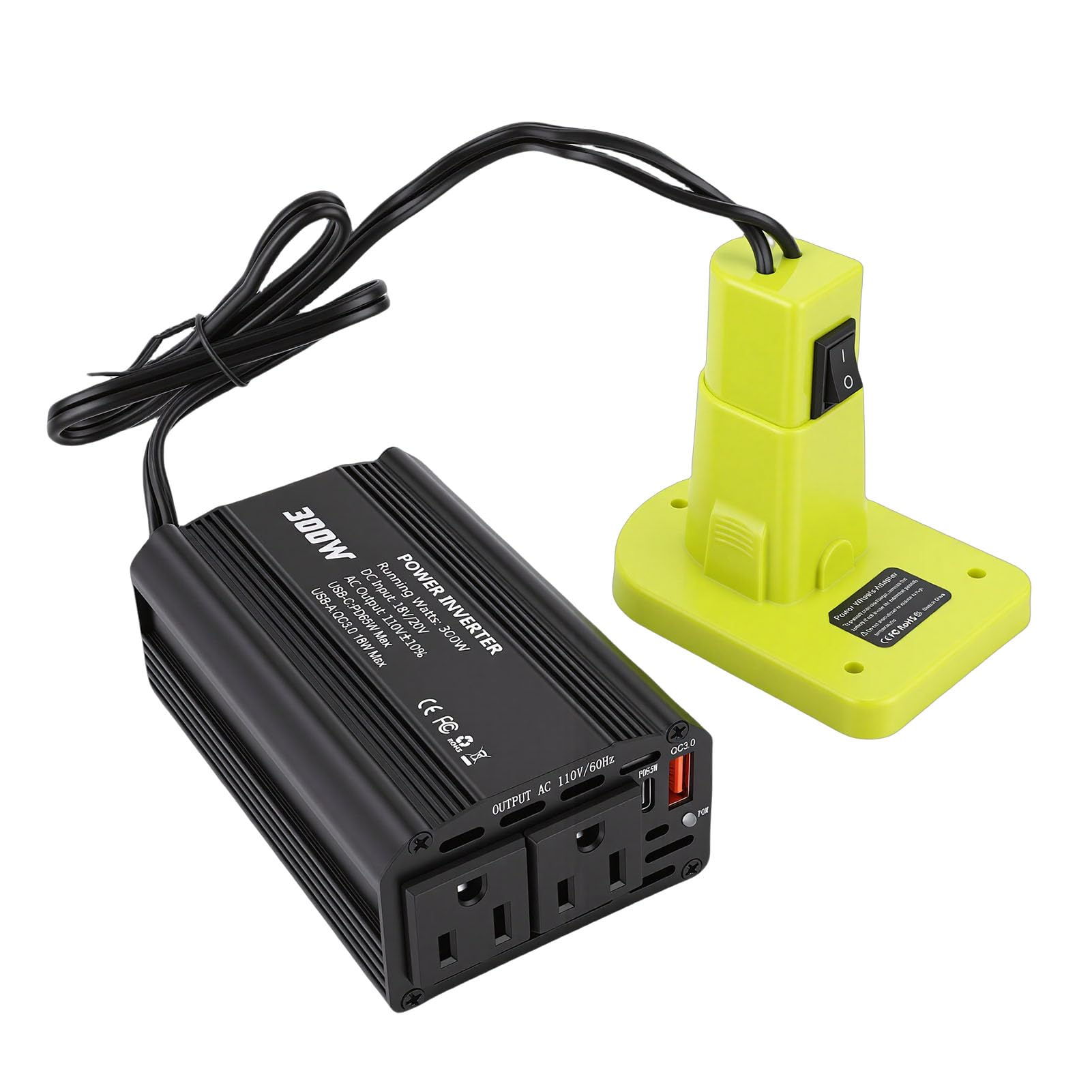 Zunate Inwerter Mocy 300 W Wydajny Konwerter DC na AC do Baterii P102 P103 P104 Przenośny Zasilacz Awaryjny do zajęć na świeżym Powietrzu Stal Stopowa ABS