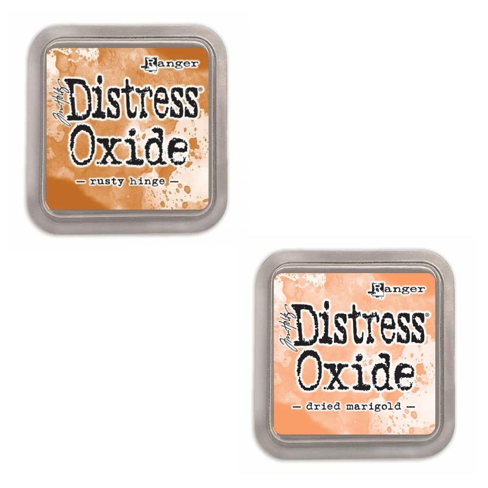 Kit de 12 Tintas de Fusión de Pigmento y Tinte con Tampón de Fieltro | Acabado Efecto Mate | Distress Oxide de Ranger - Diseñadas por Tim Holtz | Número de Kit 5 | Tamaño Aprox. 7,6 x 7,6 cm (3" x 3")