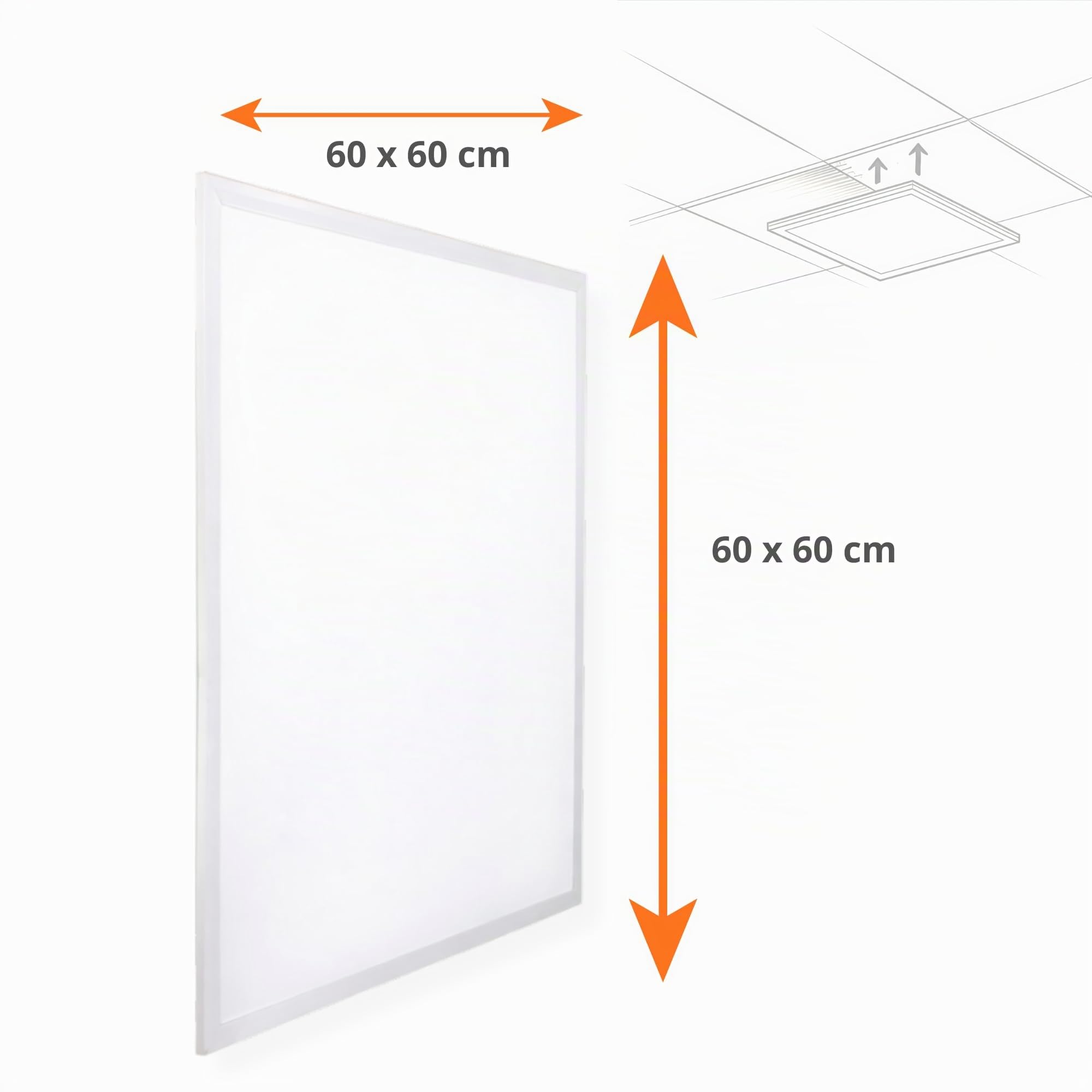 JANDEI - Lot de 4 panneaux LED rétro-éclairés, dimensions 60 x 60 cm, puissance 48 W, couleur blanche neutre 4200 K, 3900 Lumens, Cadre Blanc, pour Encastrer sur Faux Plafond type Armstrong.