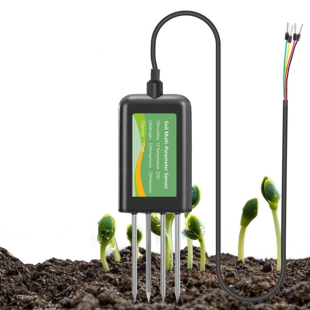 8-in-1 RS485 Boden-Sensor, Bodenfeuchtigkeitsmesser mit pH-Feuchtigkeitstemperatur, Salzgehalt, NPK-Messgerät für Echtzeit-Bodenüberwachung