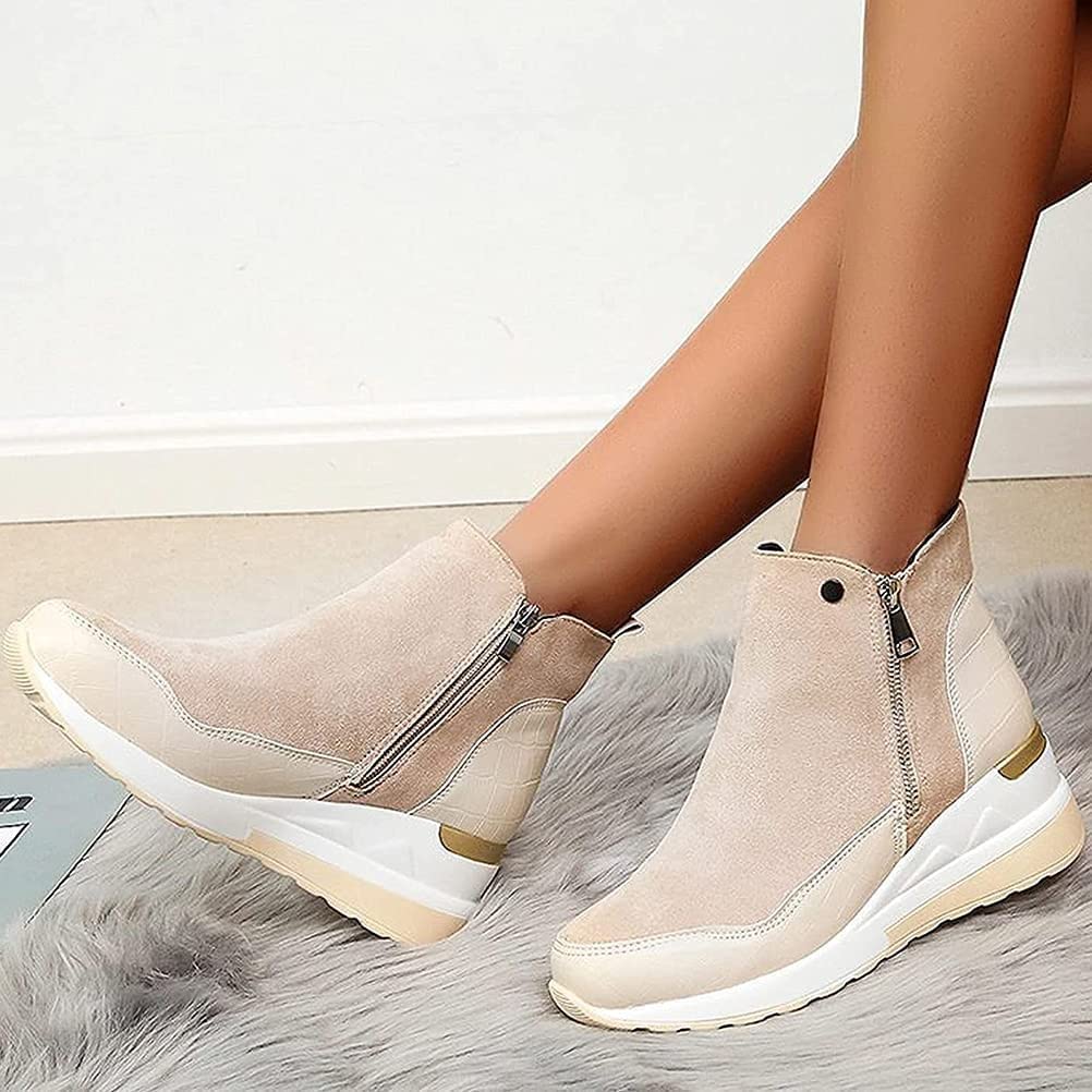 Zapatos Botines Mujer Beige Zara Pegamento Zapatillas Deportivas