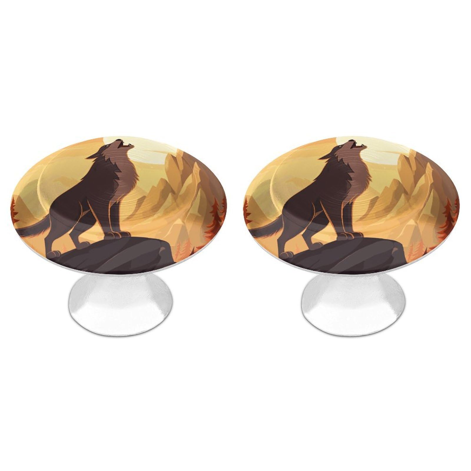 Fekiloot White Wolf Cabinet Knobs For Kitchen Ornament, Round Zinc Decorative Drawer Pulls For Cabinets Trendy, Dresser Drawers Pulls Bathroom Dresser Knob With Screw