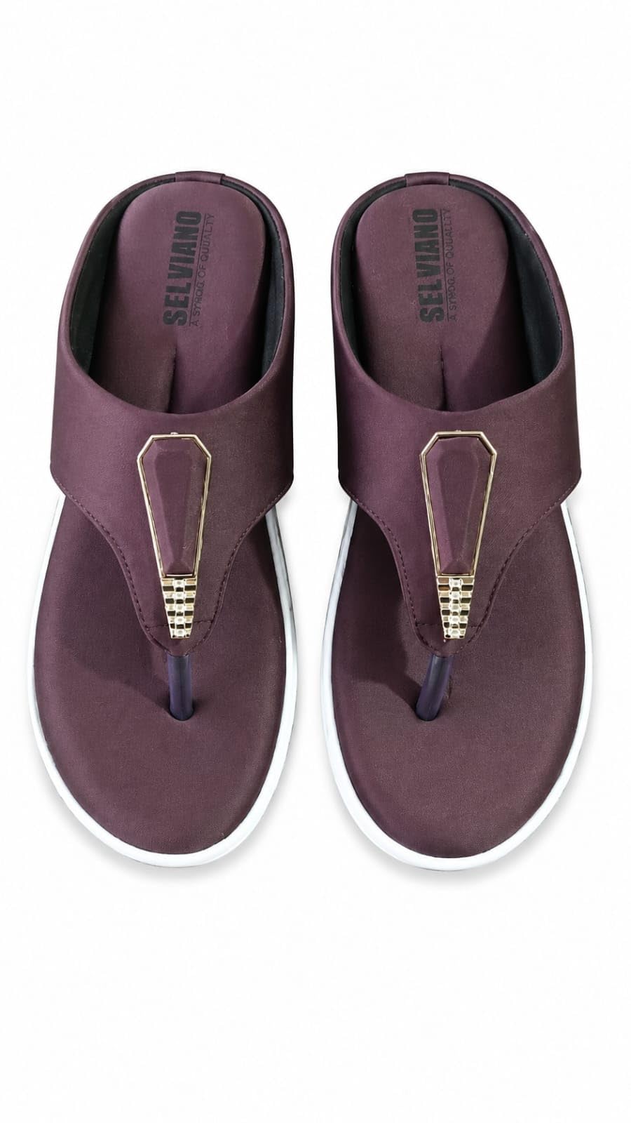 Womens Brown Comfort Toe Ring Slippers | Soft Cushioned Daily Wear Flip Flops With Stylish Metal Ring Design And Lightweight Eva Sole For Casual Outdoor Use-image-46