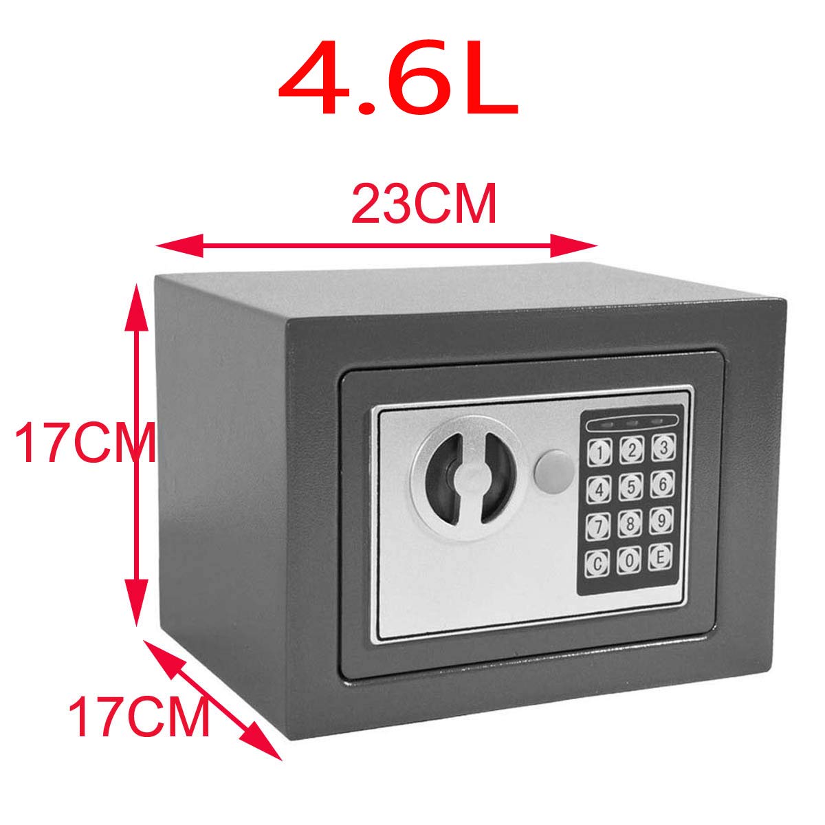 Cassetta di Sicurezza Digitale Piccola di Sicurezza da 4,6 Litri con Chiavi a Combinazione e Cassetta di Sicurezza con codice Pin per Soldi/Grigio