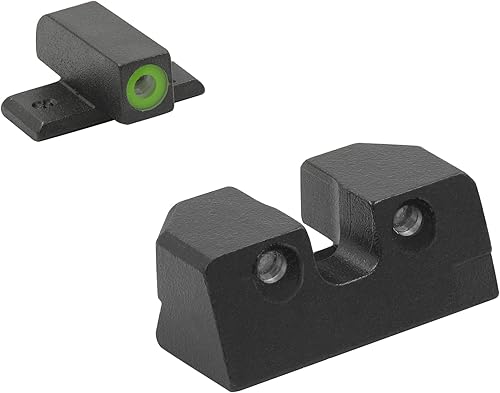 MEPROLIGHT MEPRO Hyper-Bright Fixed Tritium Day and Night Sights Compatible with FN 509, Green tritium dots, Extra Bright Colored Front Ring,