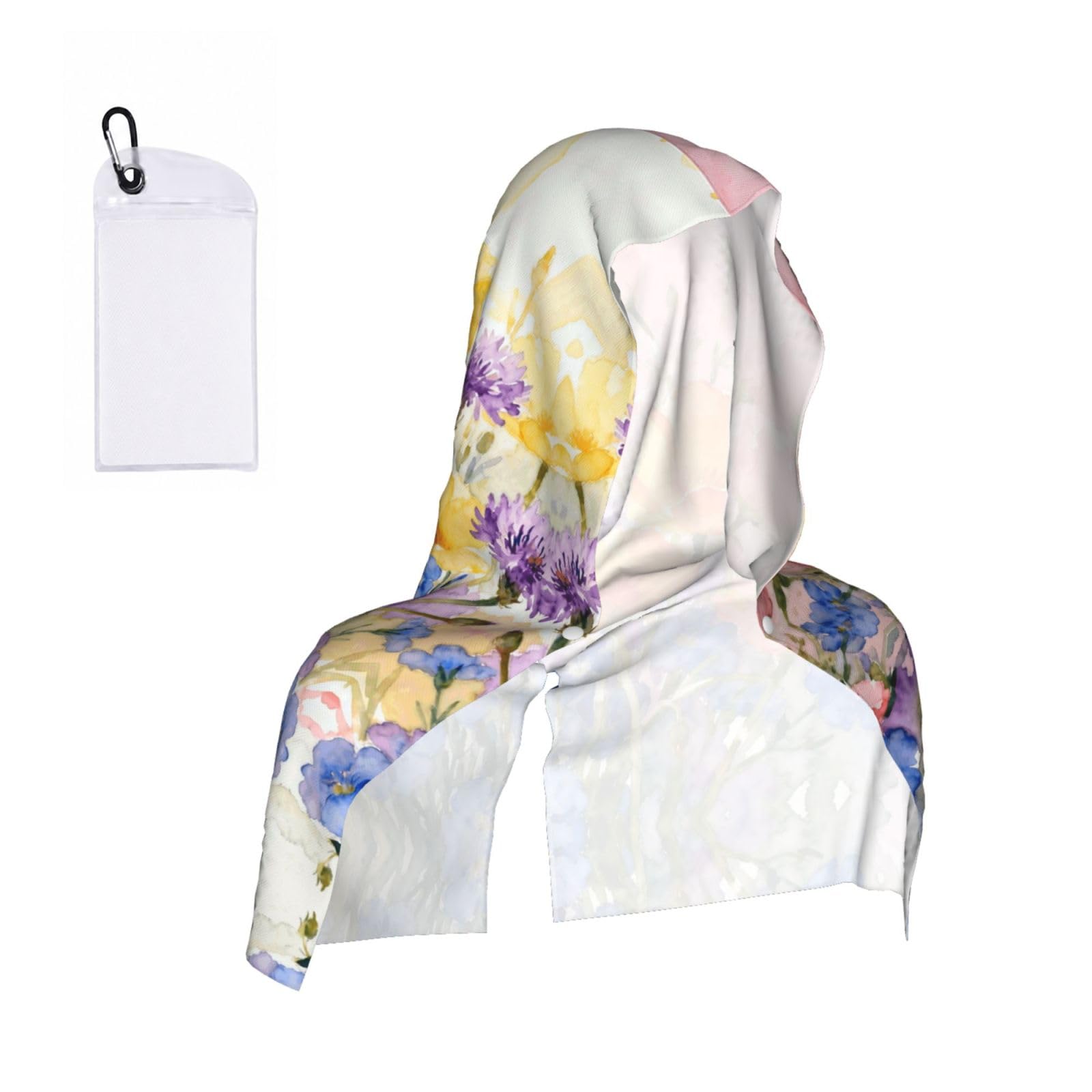 CNTDBU Dopamine Wildflowers Cooling Towel Hooded-Instant Chill Neck Cover for Sports, UV Cooling Rag for Running Gym