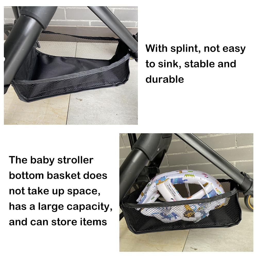 Cestino per Passeggino, Borsa a Rete Portatile per Passeggino, Carrozzina Cestino Inferiore, Borsa Portaoggetti Universale, Fondo da Appendere del Passeggino, per Riporre Prodotti Del Bambino, Nero