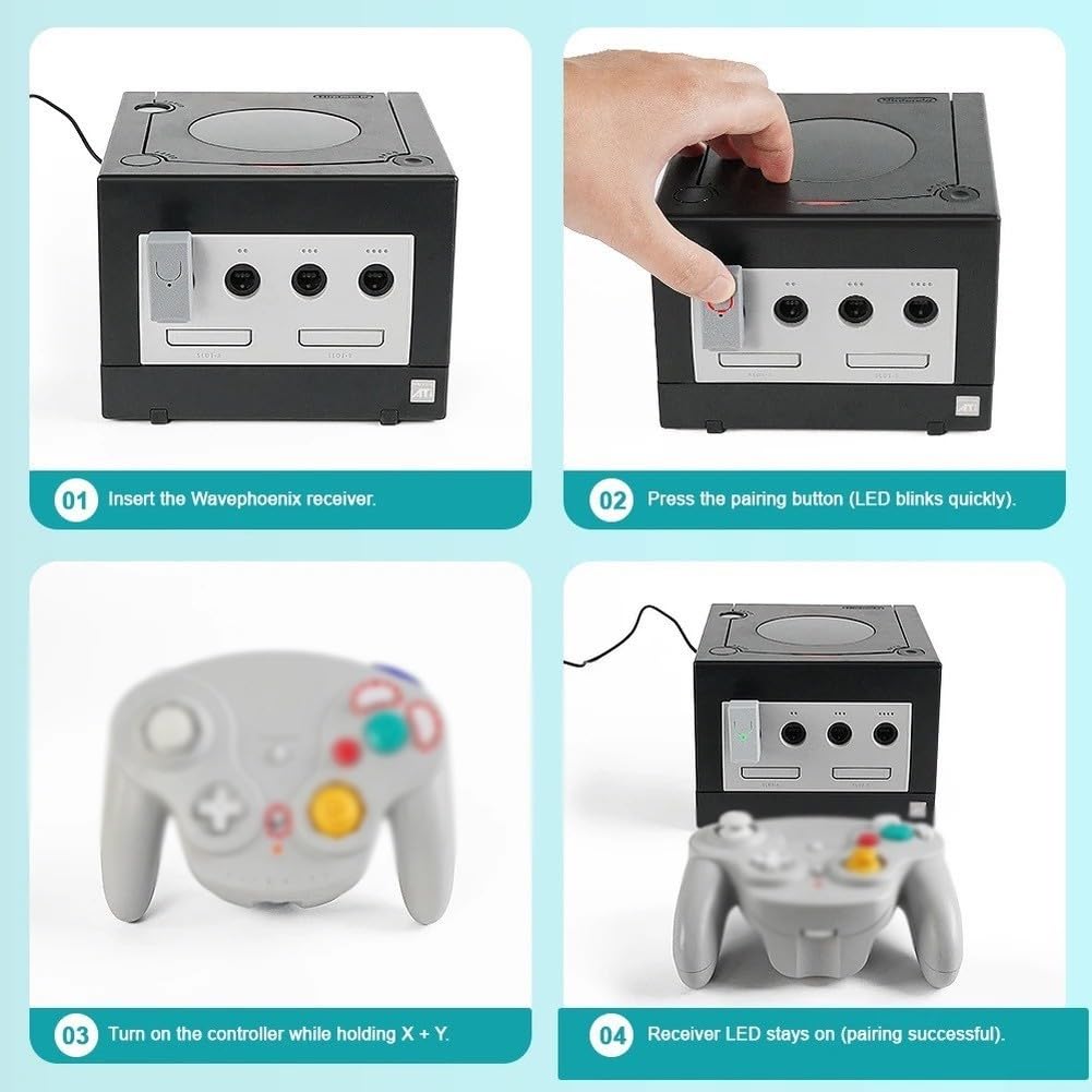 WavePhoenix Récepteur sans fil, adaptateur pour Nintendo pour gamecube et pour manettes de console Wii avec connexion sans décalage (noir)