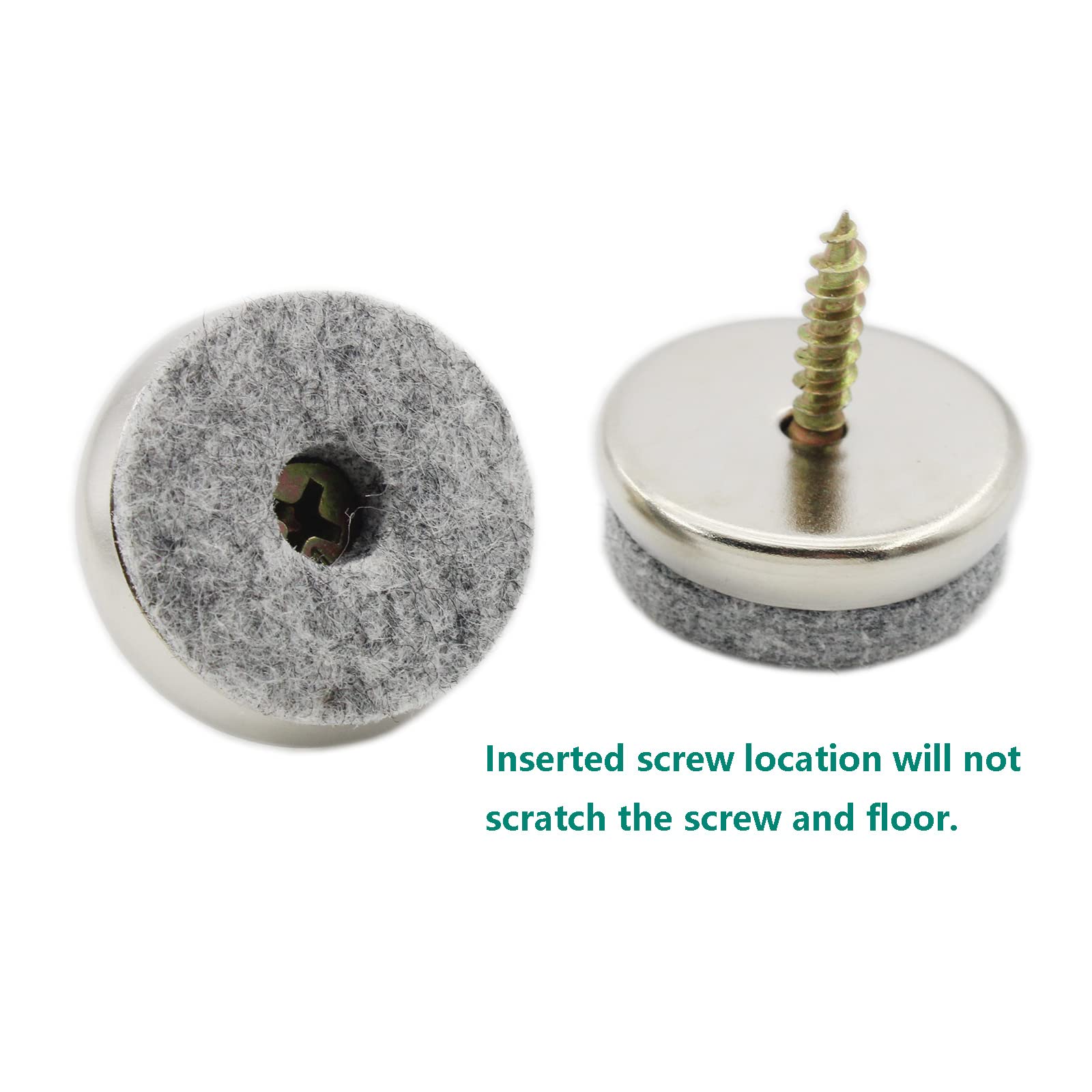 20 PCS Teflon Furniture Sliders With Screws – 0.87" Diameter Chair Leg Glides For Hard Floors