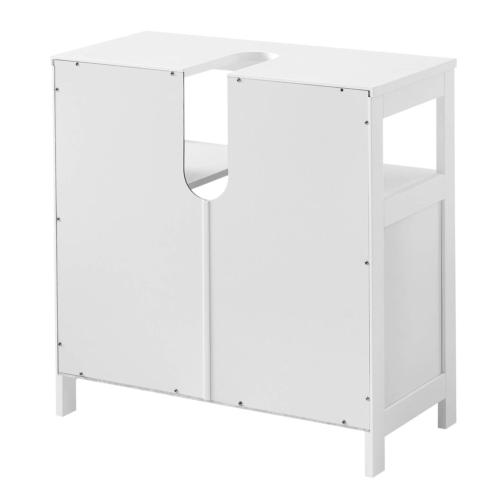 VASAGLE Waschbeckenunterschrank, Badezimmerschrank, Aufbewahrungsschrank, 30 x 60 x 60 cm, mit 2 Türen, offenes Fach, mit Griffen, wolkenweiß BBC301W01