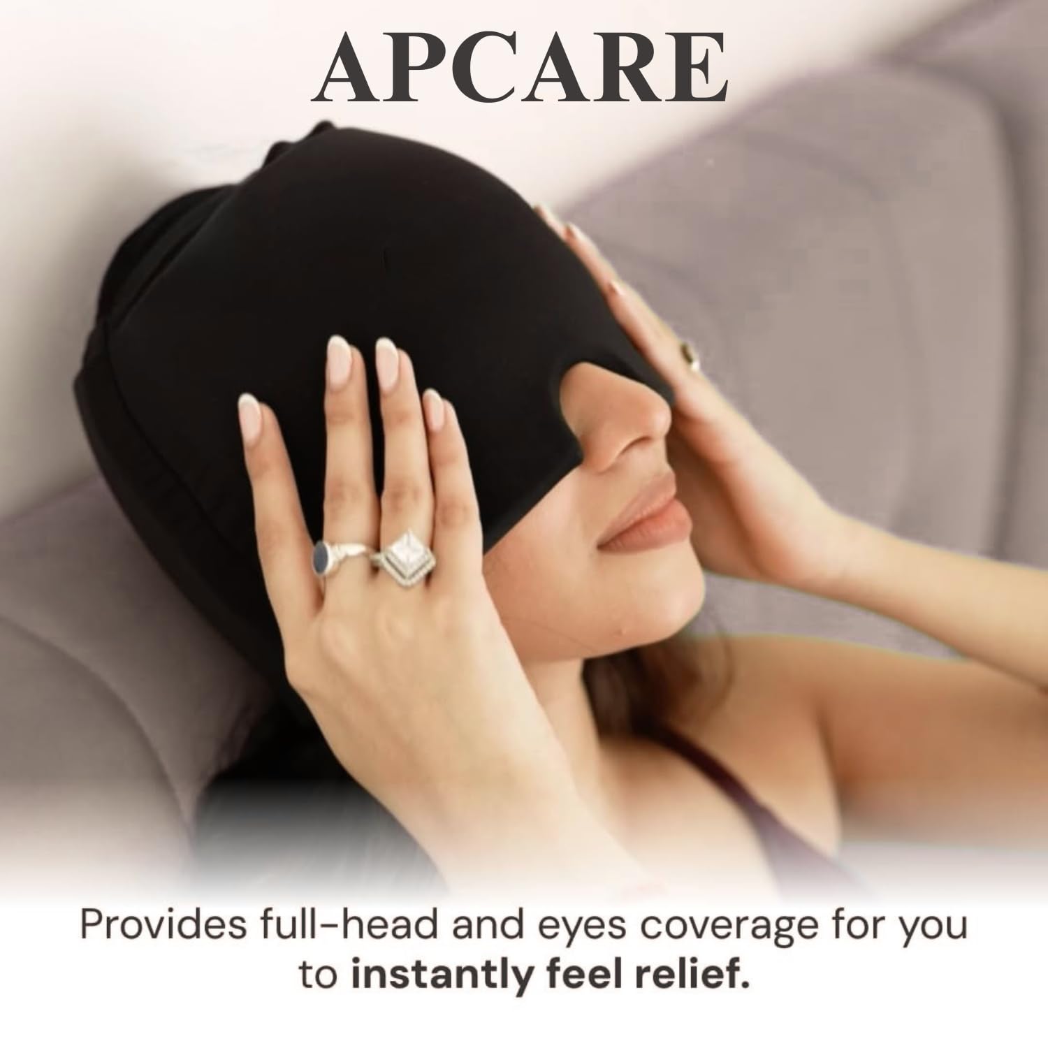 Migraine Relief Cap, Headache Relief Cap Mask Products, Cooling Odorless Gel Ice Head Wrap for Tension, Stress,Hangover & Puffy Eyes — Amazon image 2