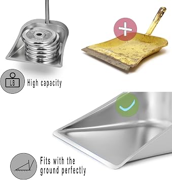 Broom and Dustpan Set for Home, 56 Kitchen Broom with Dustpan Combo Set, Heavy Duty Dustpans with Long Handle, Upright Metal Dust Pan Brooms for Sweeping Indoor Outdoor Home Office Lobby Floor