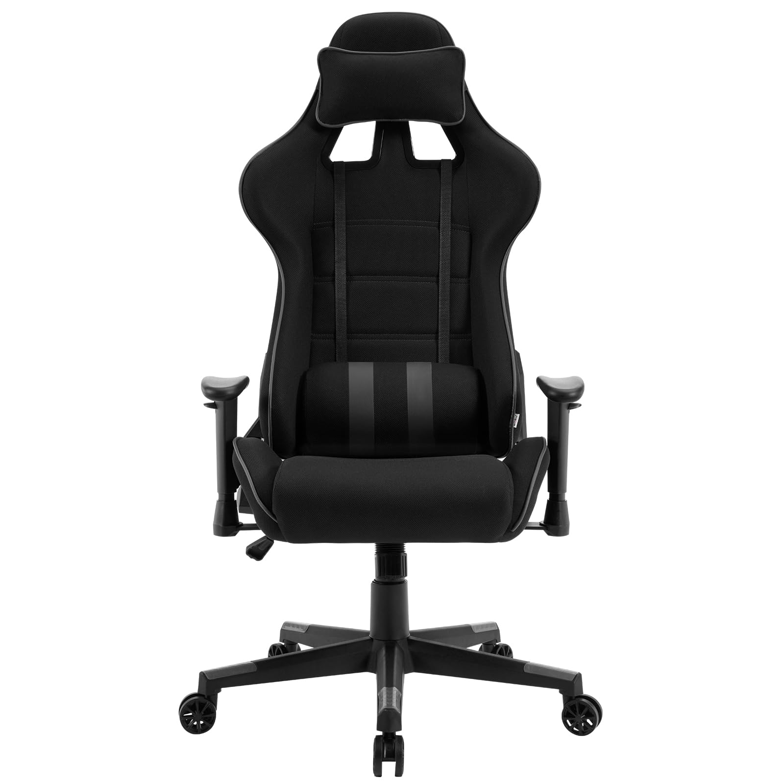 WOLTU Silla de Gaming en Tela Transpirable Sillón Giratorio de Gaming, Silla Ergonómica de Oficina, Silla de Oficina con Respaldo Regulable, Reposabrazos Ajustables, Malla Elástica, Negro