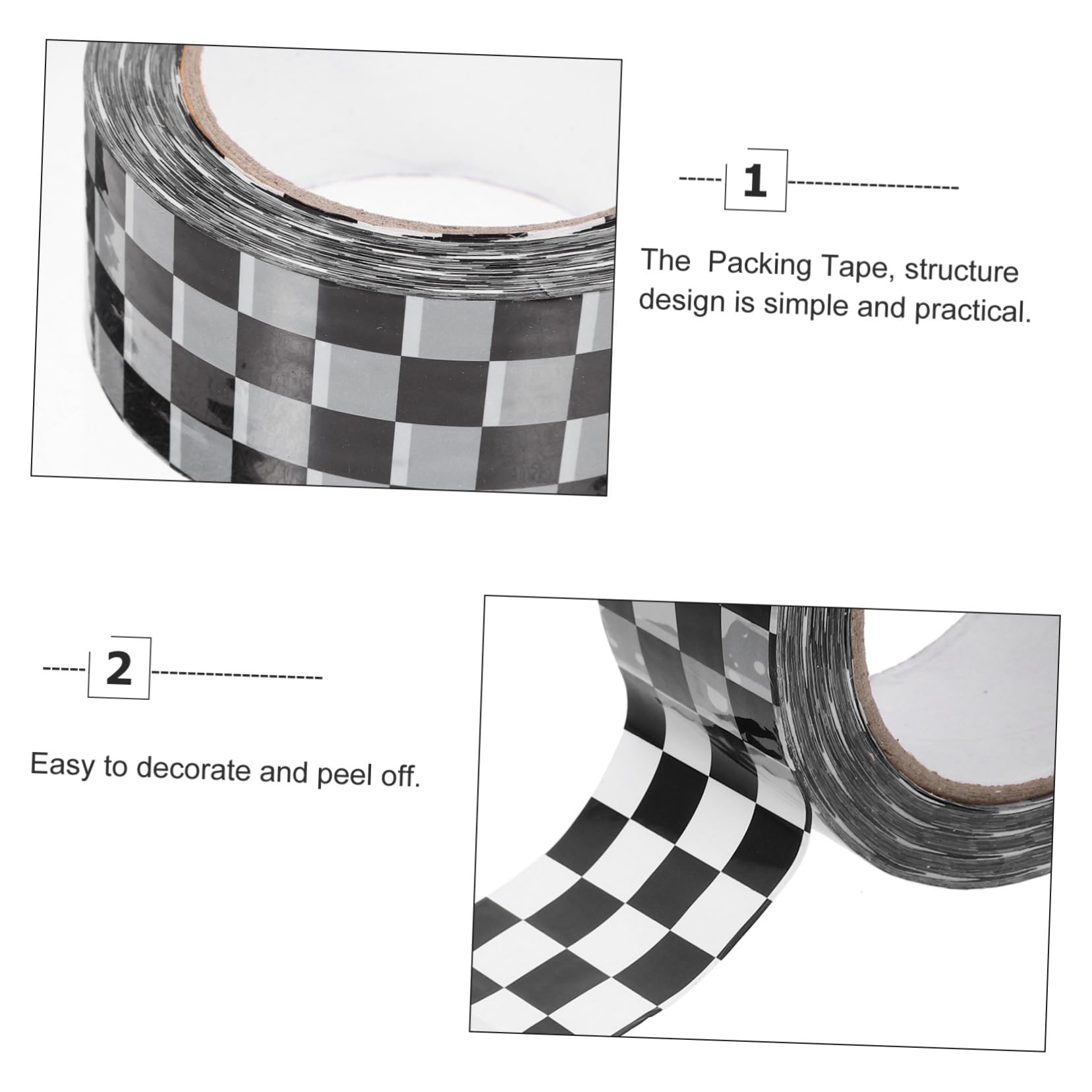DOITOOL 5 Rollen Kariertes Paketklebeband aus Bopp Stark Klebend Leicht und für Kartonversiegelung DIY Verpackung Expressboxen Einfaches Design Vielseitig Einsetzbar