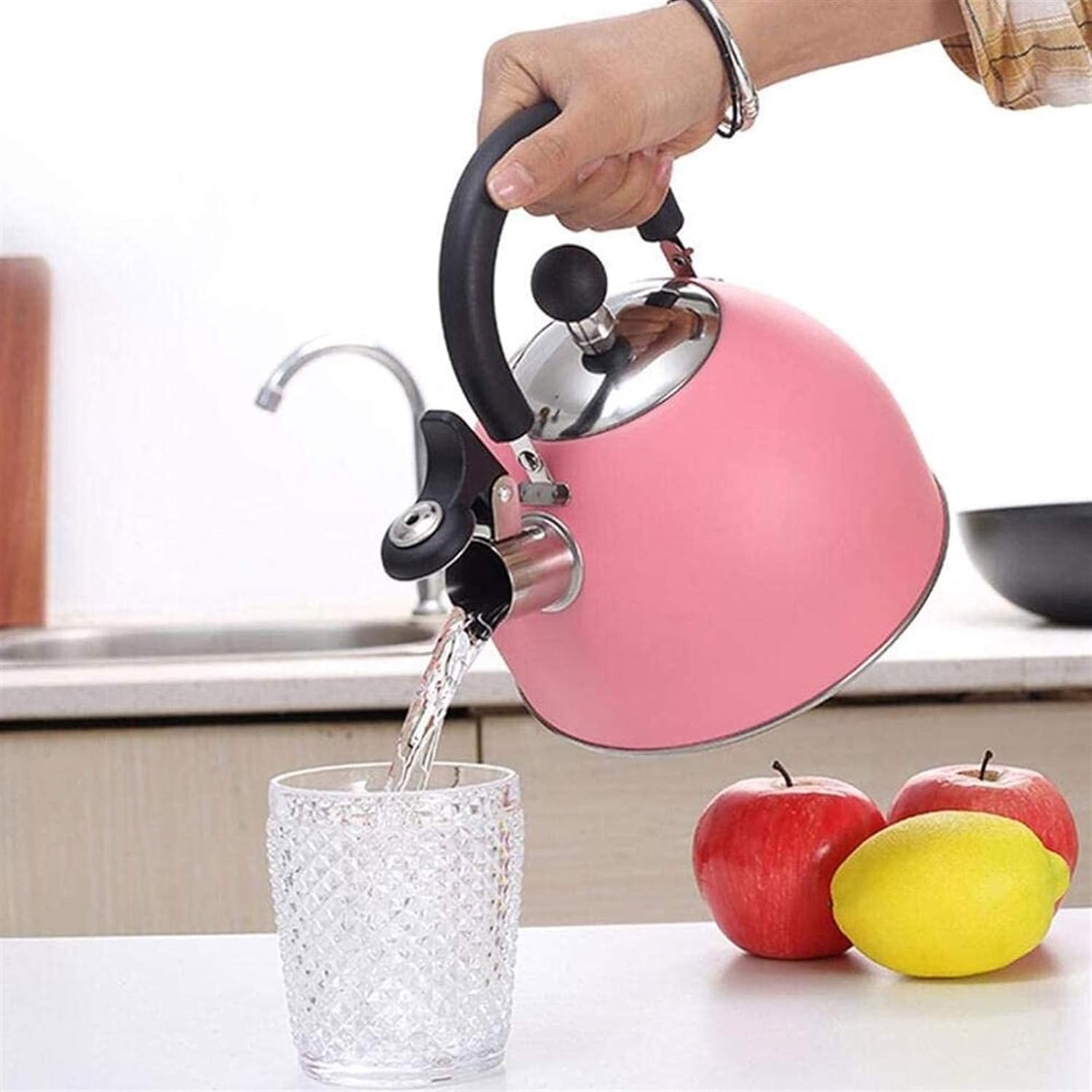 Bollitore per il tè Teiera ecologica per acqua bollente, bollitore a fischio Piano cottura in acciaio inossidabile da 2 litri Bollitore per tè con fischio Bollitore ecologico per acqua bollente Teier