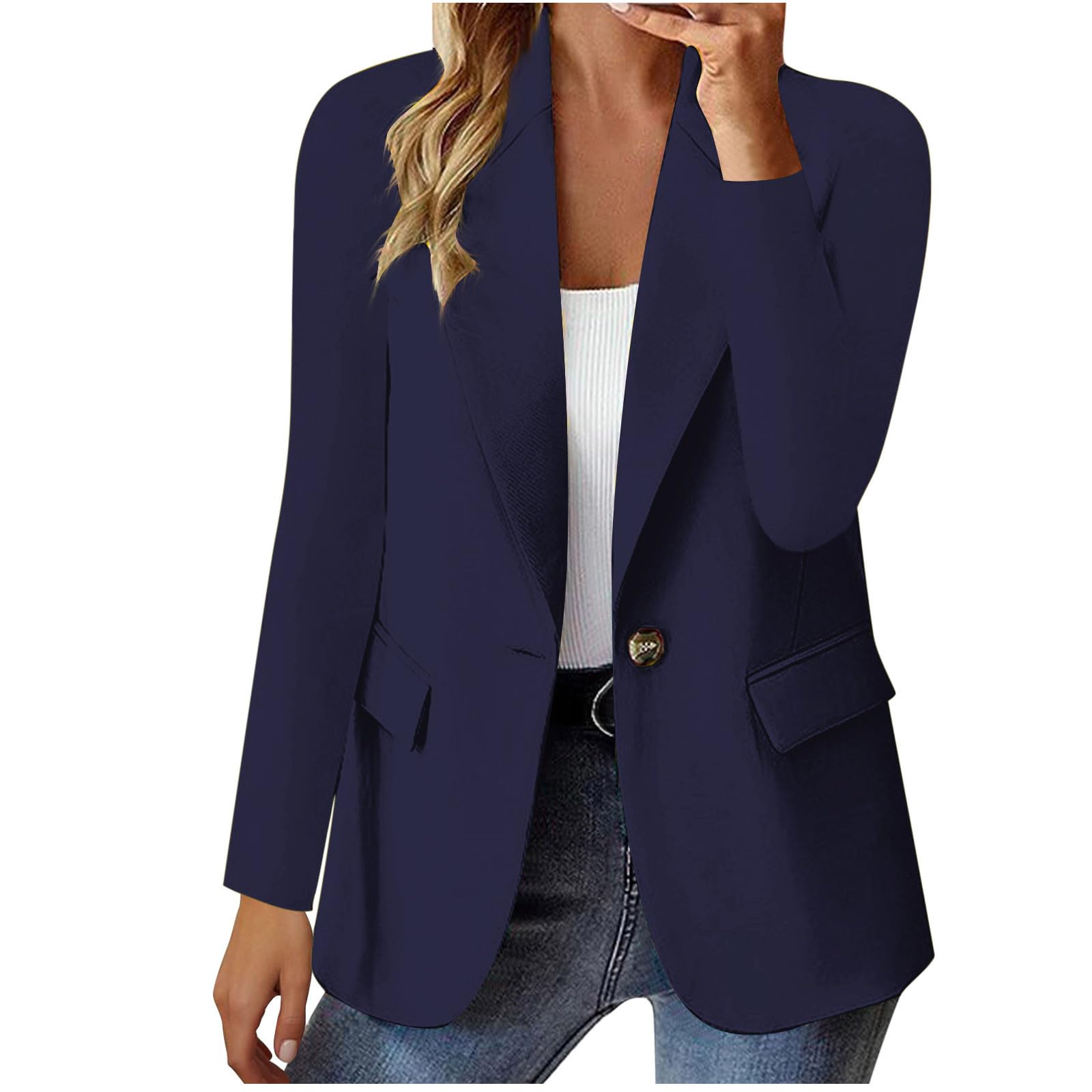 Womens Blazers for Work Casual Women's Lapel Notch Collar Long Sleeve Jackets Office Work Suit Jacket Blazer 2024