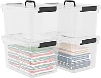 Vista 1 de Contenedor de plástico de 17.5 L con tapas, caja de cierre transparente, 4 paquetes