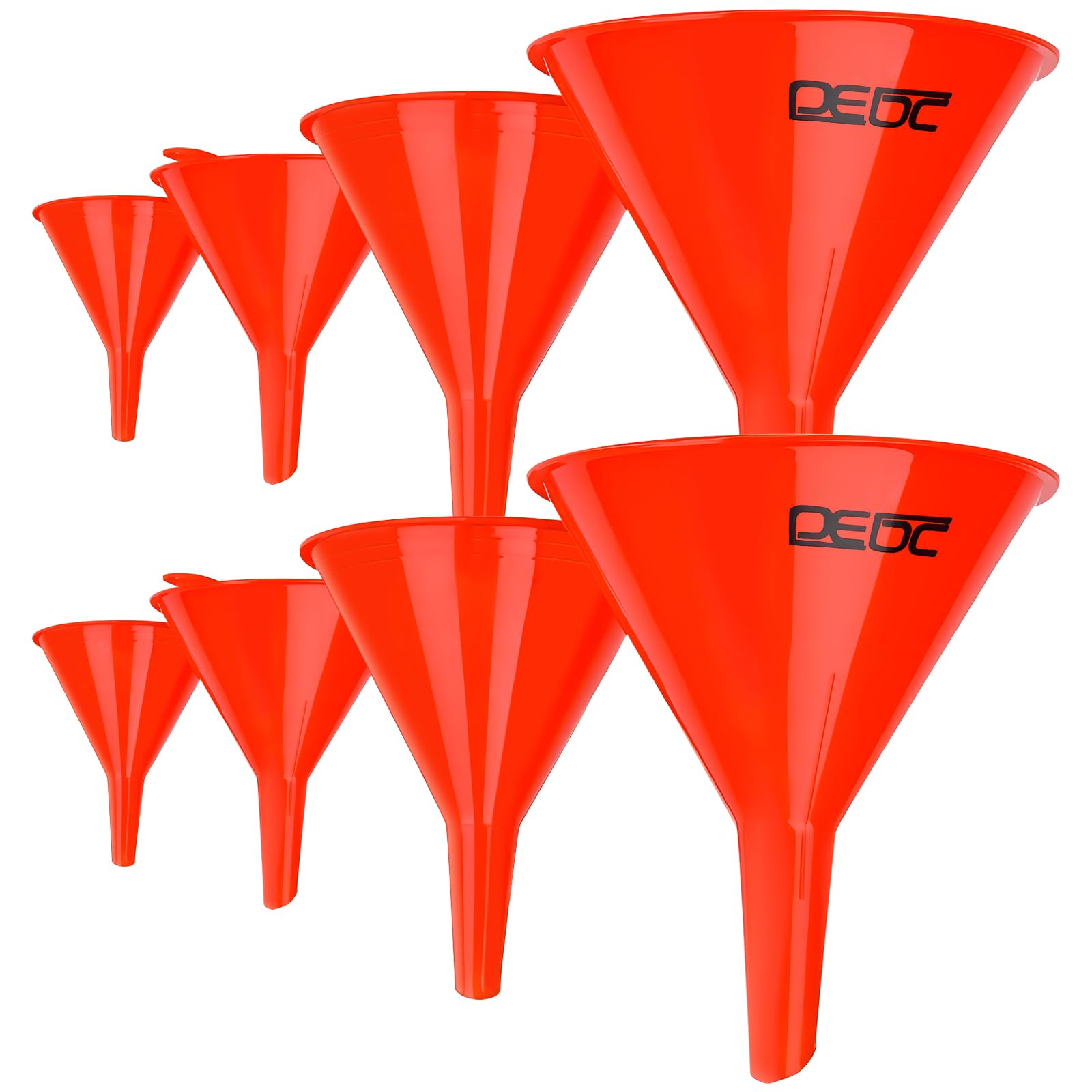 DEDC Lot de 8 entonnoirs à gaz en plastique pour voiture Mini Petit Grand Rouge