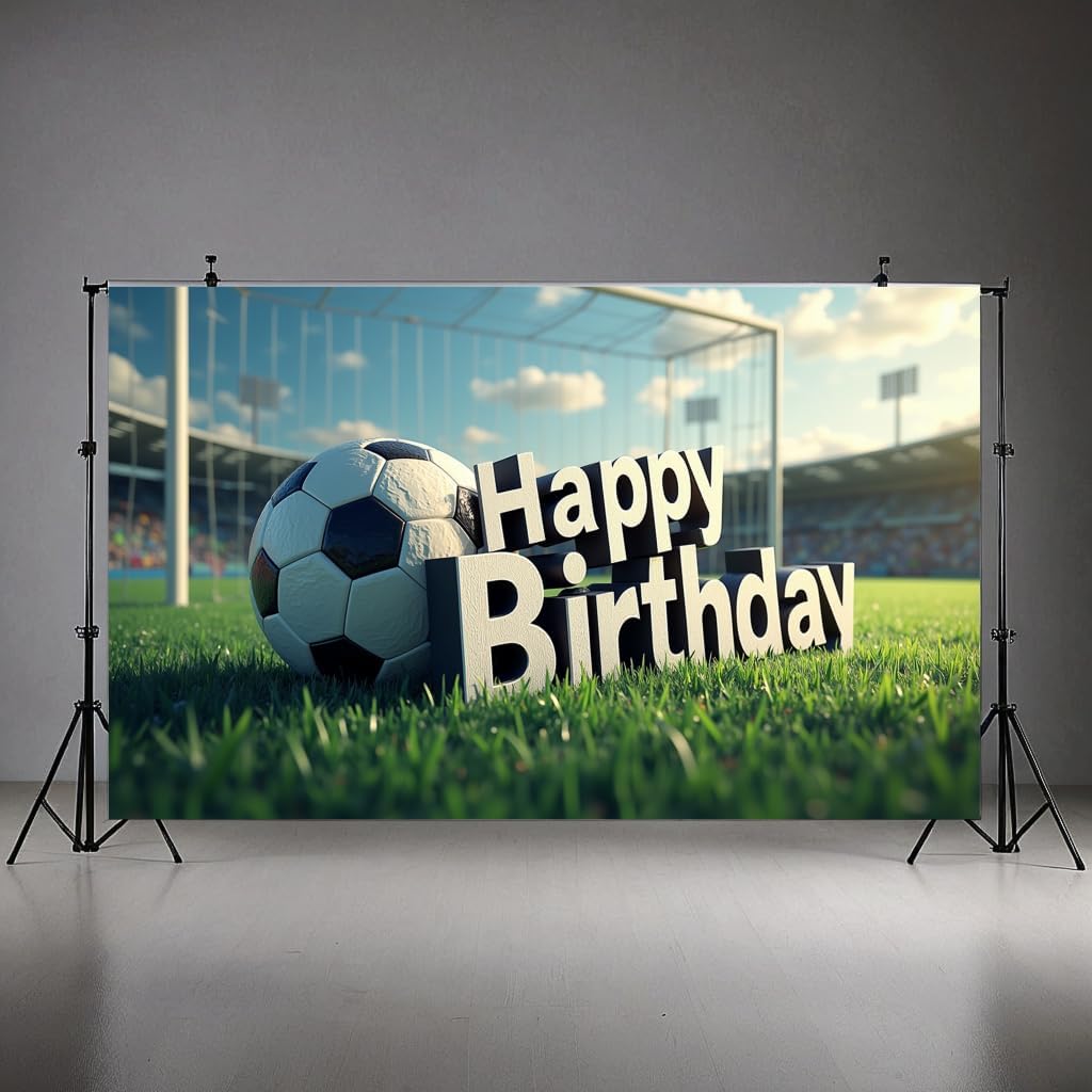 Soccer Birthday Party Decorations Soccer Happy Birthday Banner for Boys Teens Large Soccer Photo Background Banner Poster for Sports Themed Holiday Party Supplies Indoor Outdoor Decor - Image 5