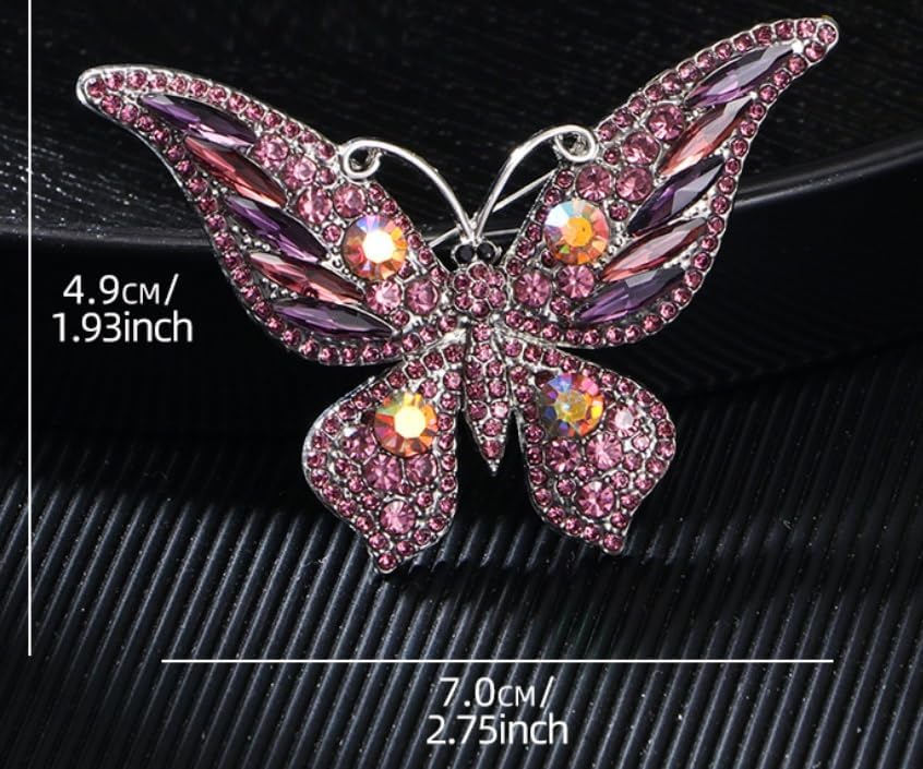 Crystal Rhinestone Butterfly Brooch Elegant Lapel Pins Dress Accessories Jewelry Gift For Women Girls - Image 2
