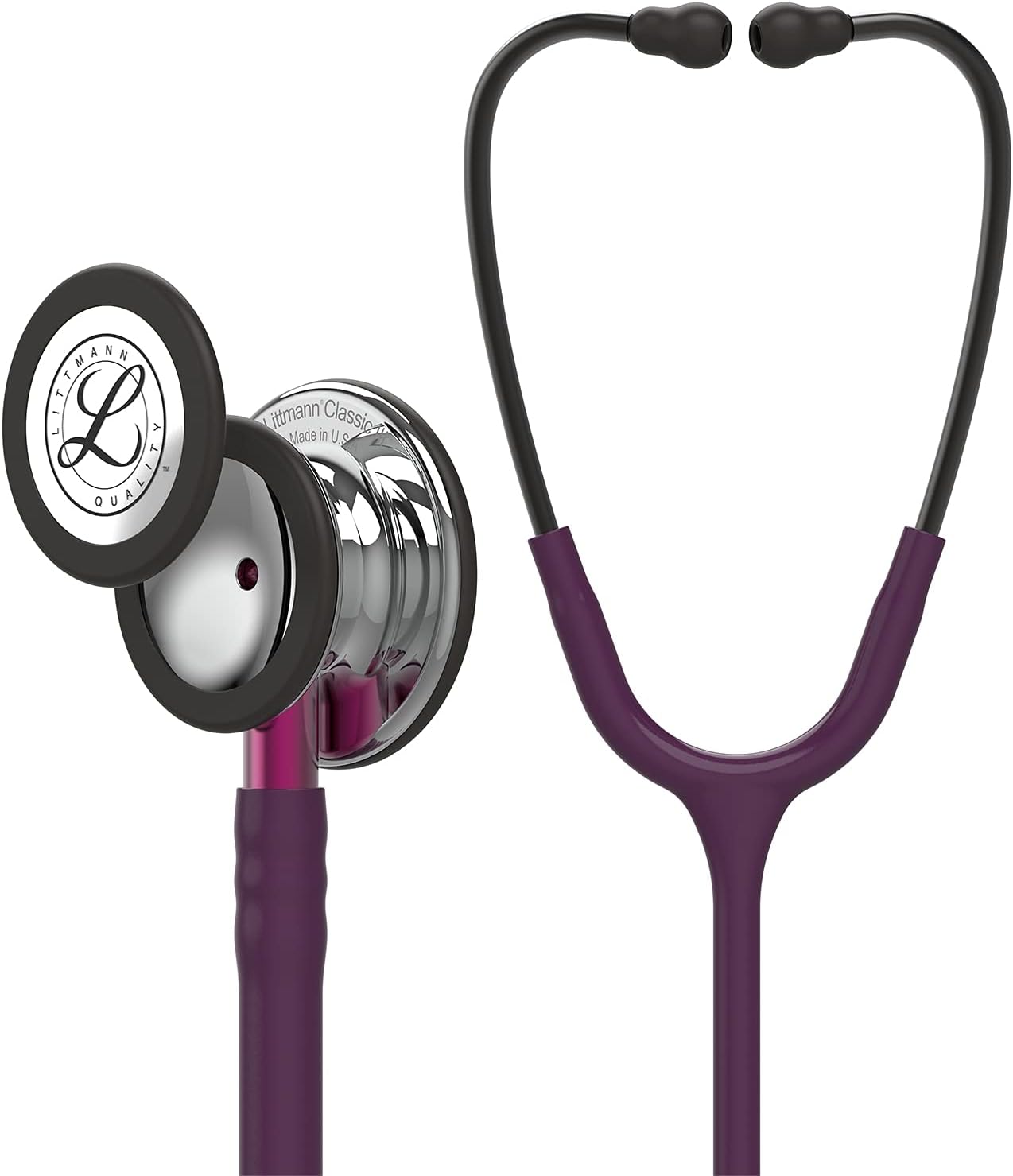 3M Littmann Classic III Monitoring Stethoscope, Mirror Chestpiece, Plum Tube, Pink Stem and Smoke Headset, 27 inch, 5960