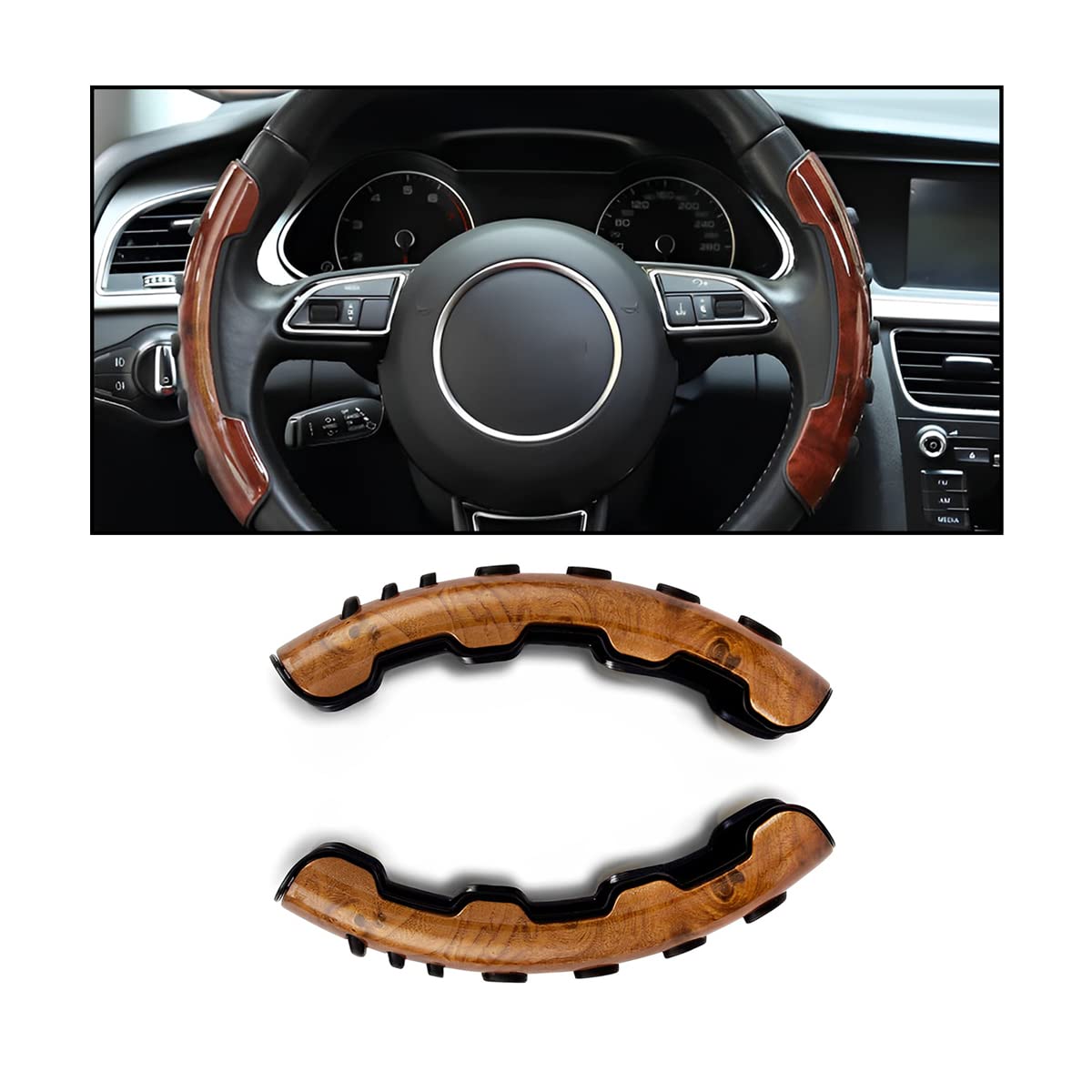 Carbon Fiber Anti-Slip Steering Wheel Grips Booster Cover Trim, Car Steering Handle Protector Assist Ferrule, Auto Interior Accessories Universal for Women Men, Suitable for Most Models