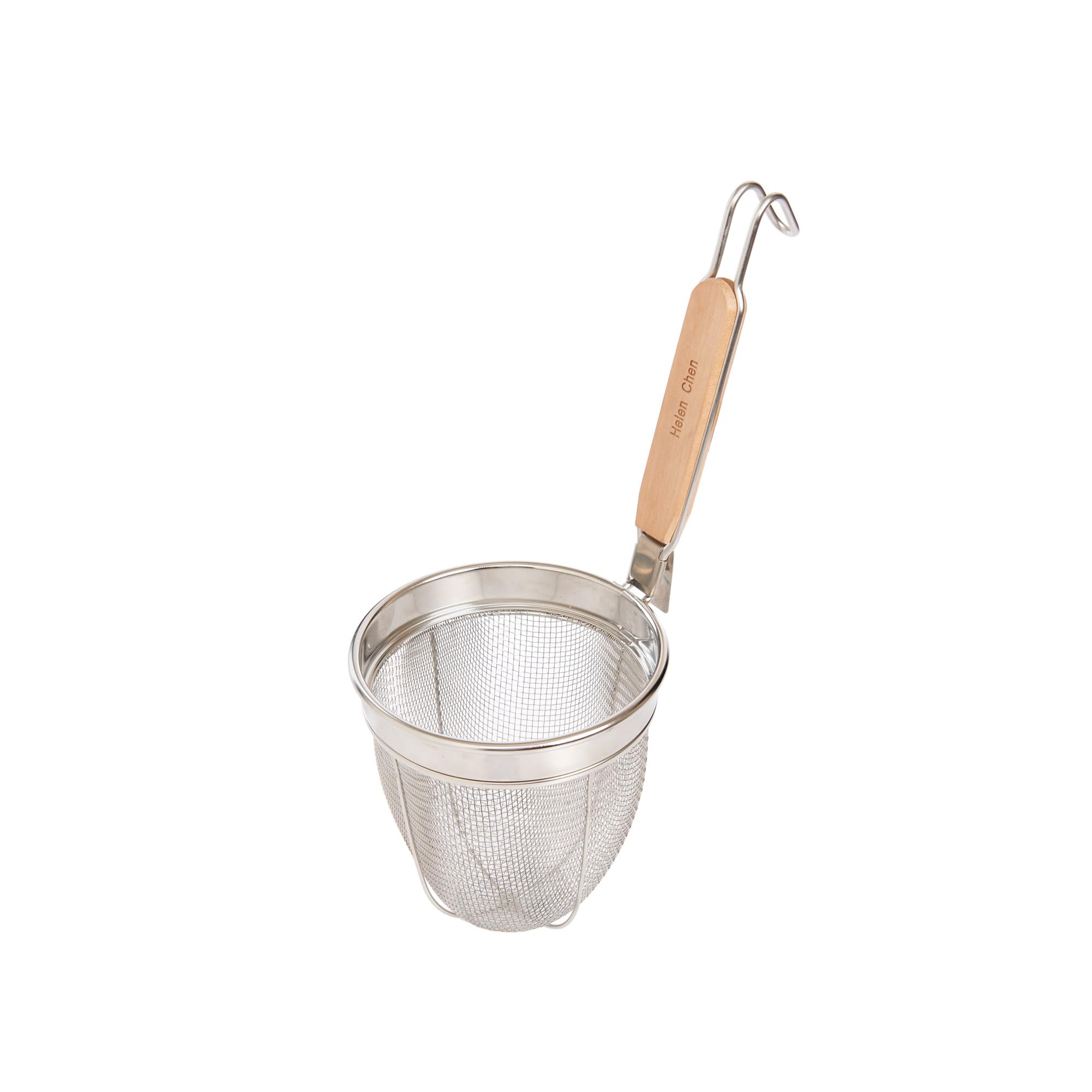 Helen Chen's Asian Kitchen Stainless Steel Mesh Spider Food Dumpling Noodle Strainer, 6-Inch Strainer Basket with 7.5-Inch Handle
