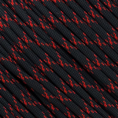 West Coast Paracorde militaire en nylon Multicolore 550 Type III 7 brins Corde utilitaire - 100 pieds, Black w/Imperial Red X Cover