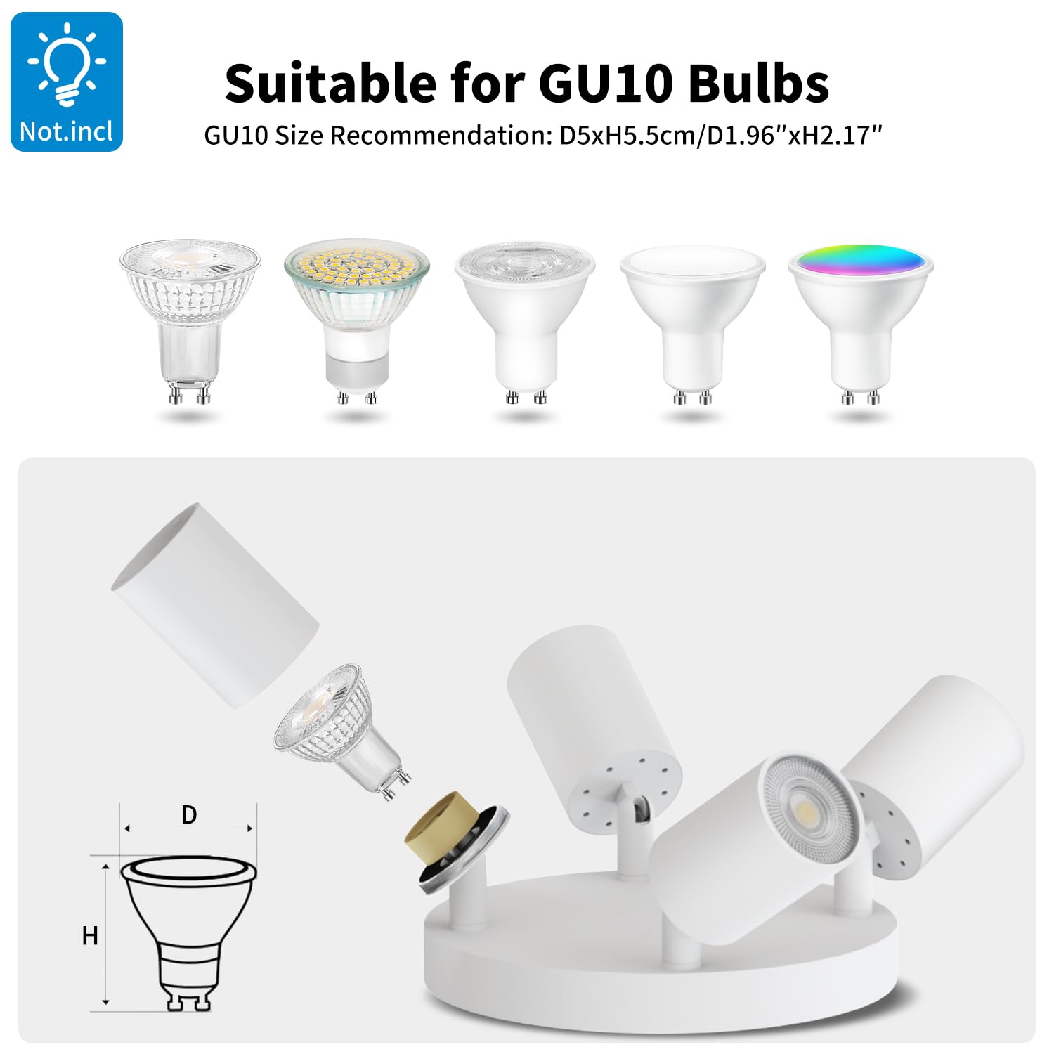 LVWIT White Ceiling Light,Kitchen Lights Ceiling,Light Fittings Ceilings,4 Way Ceiling Spotlight Fitting,GU10 Base Spot Lights for Kitchen Lounge Bedroom Dining Room(Bulb Not Included) - Image 3