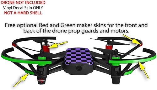 Miniatura 3 de Skin Decal Wrap 2 Pack Compatible with DJI Ryze Tello Checkers Purple Drone NOT Included