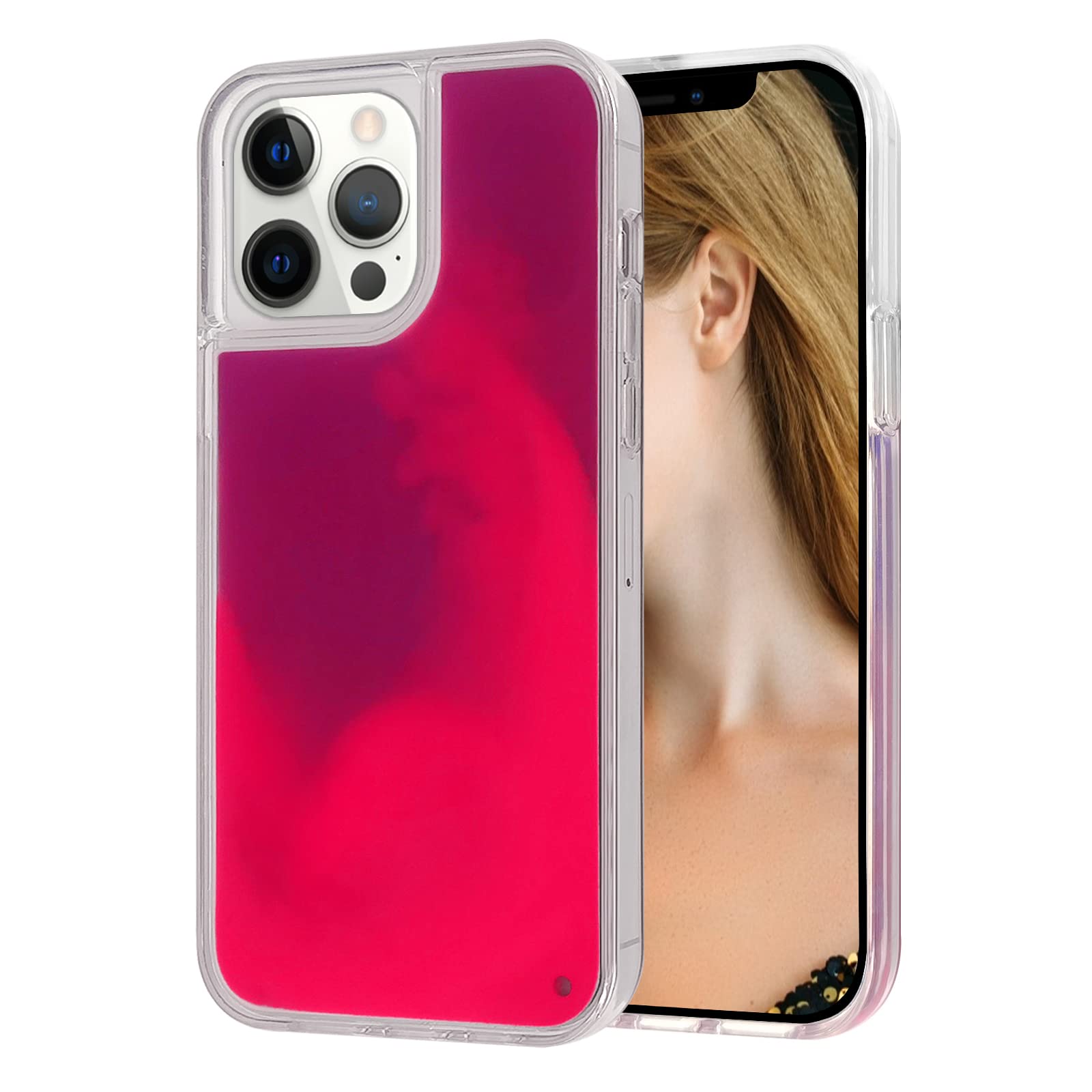 Losin Quicksand Case - Luxury Glow in The Darkness Noctiluncent Liquid Luminous Sand Hard PC + Soft TPU Case for iPhone 13 Pro Max 6.7 inch