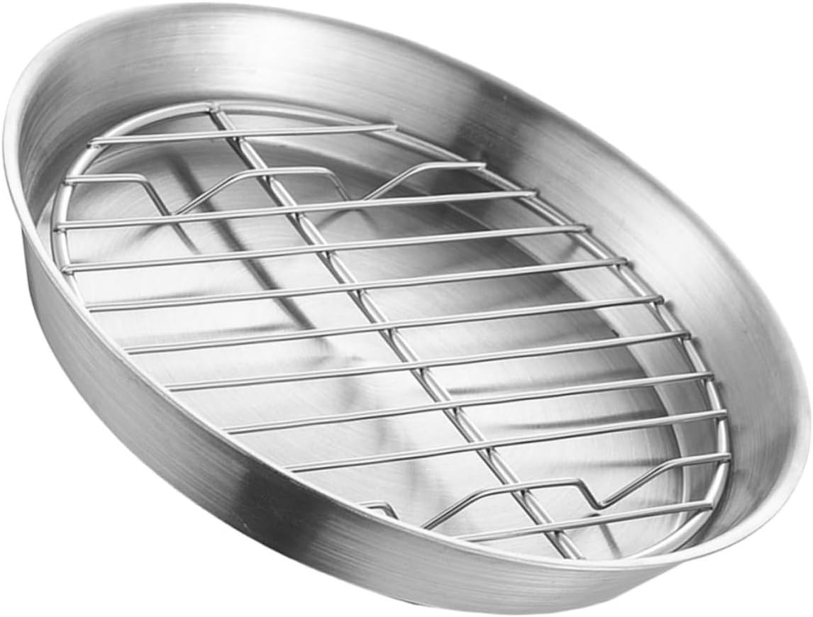 Stainless Steel Baking Tray with Rack, Circular for Home Use