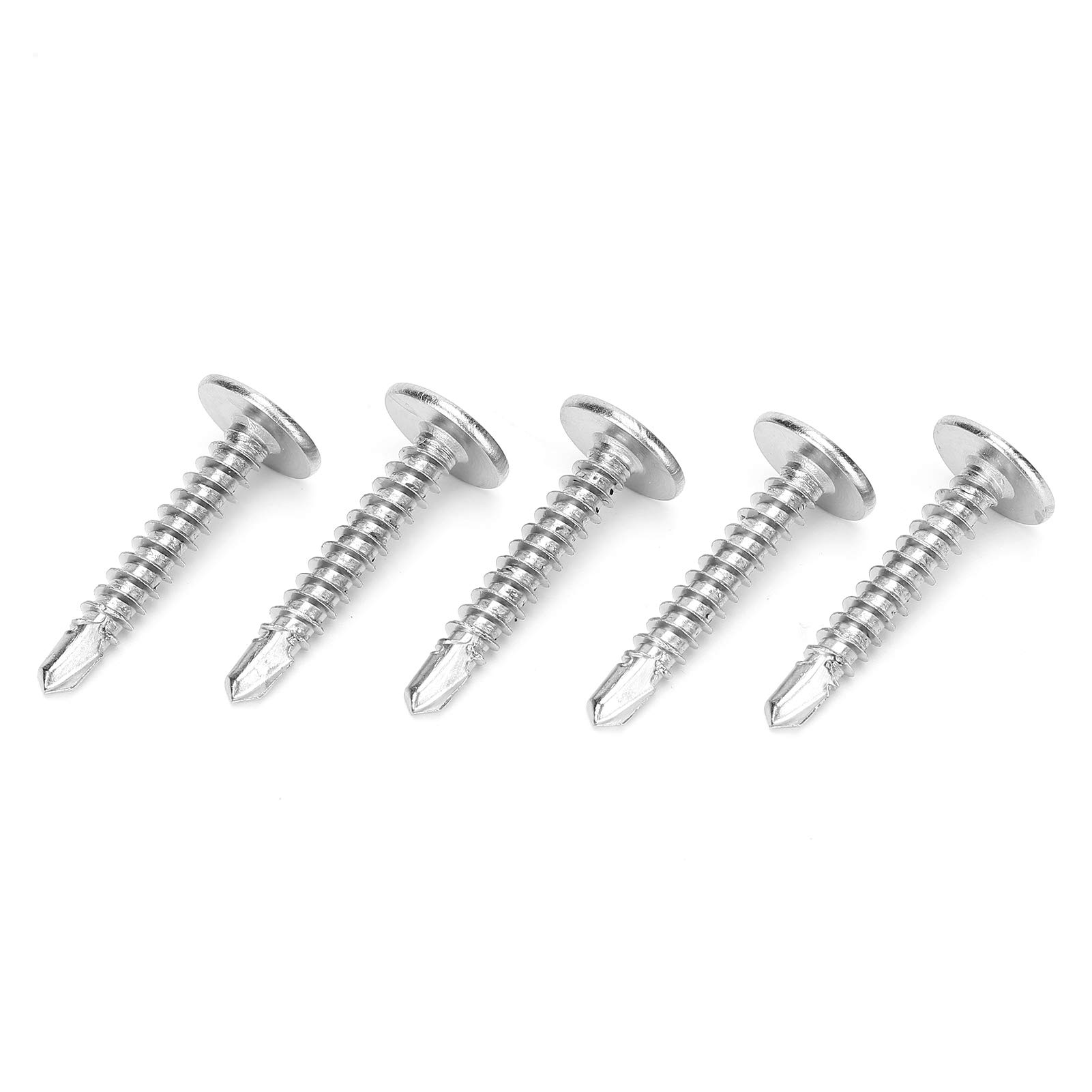 500 pezzi di viti autofilettanti M4,2x25 mm, viti in acciaio inossidabile 410 a filettatura profonda con scanalature incrociate, set di viti a testa aguzza auto-perforanti per cope
