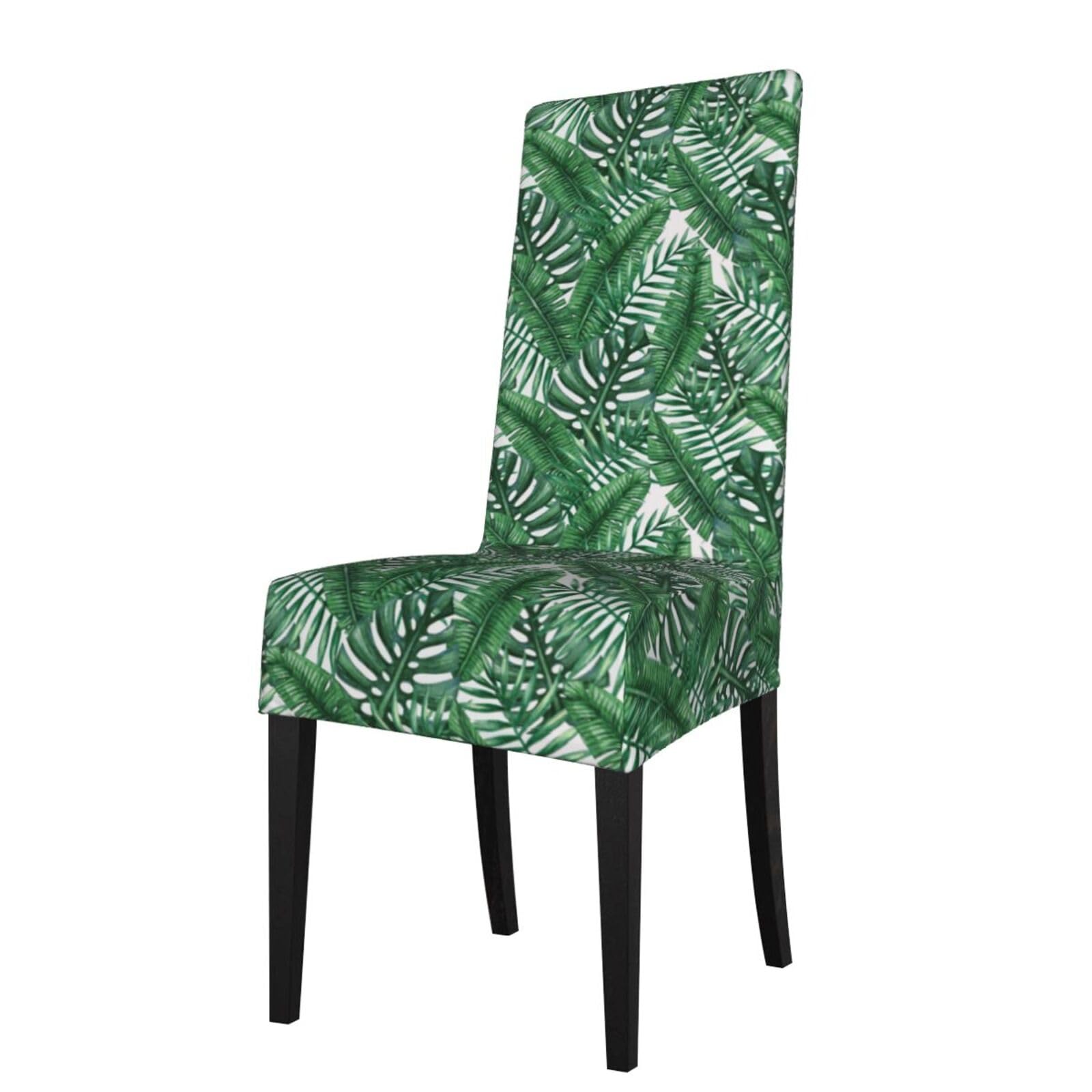 LKYMOH Green Leaves Printed, Chair Covers Stretch Chair Slipcovers for Dining Room, for Party Pet Protection Universal Fit Soft Polyester