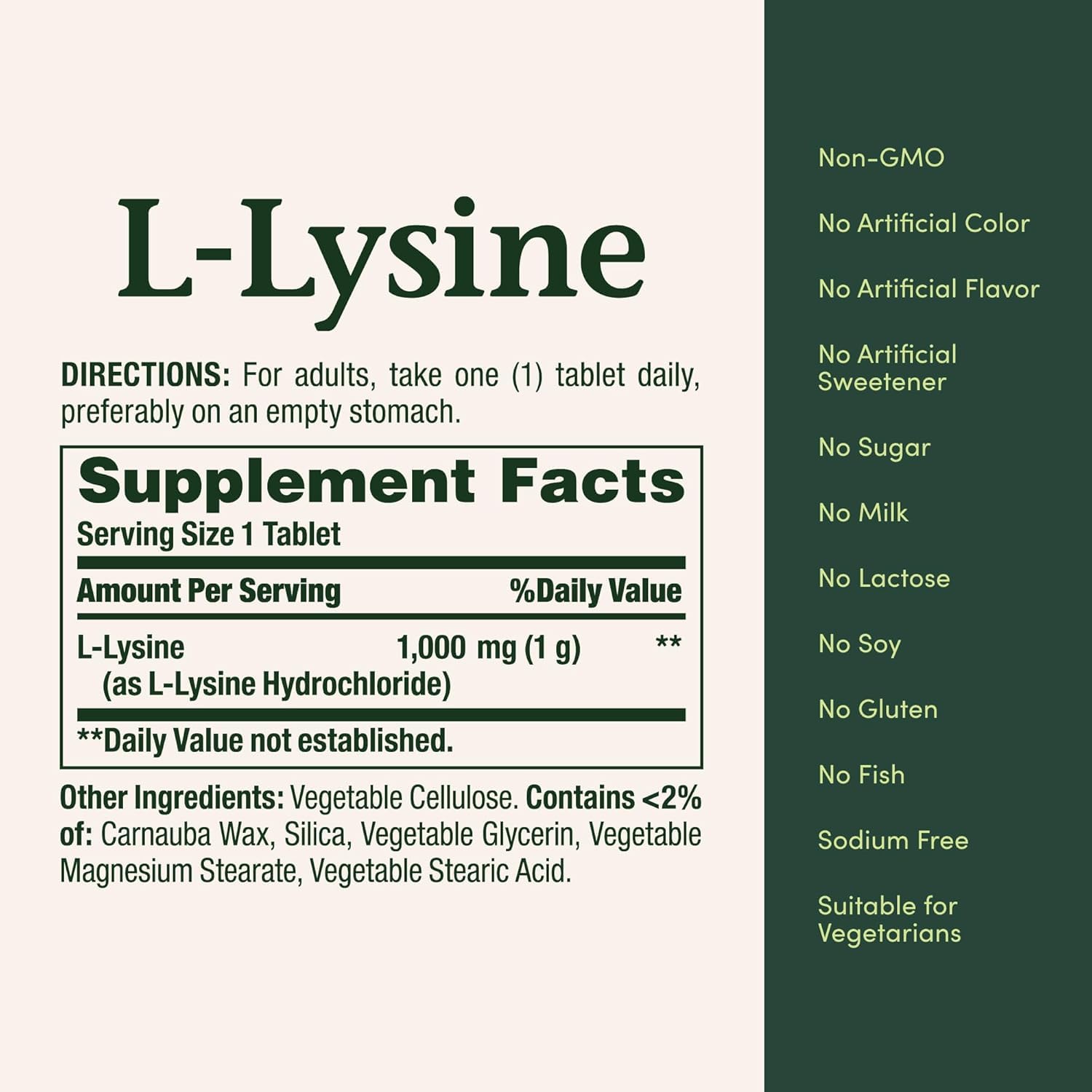 Nature's Bounty L-Lysine 1000 mg Tablets 60 ea (Pack of 2) — Amazon image 3