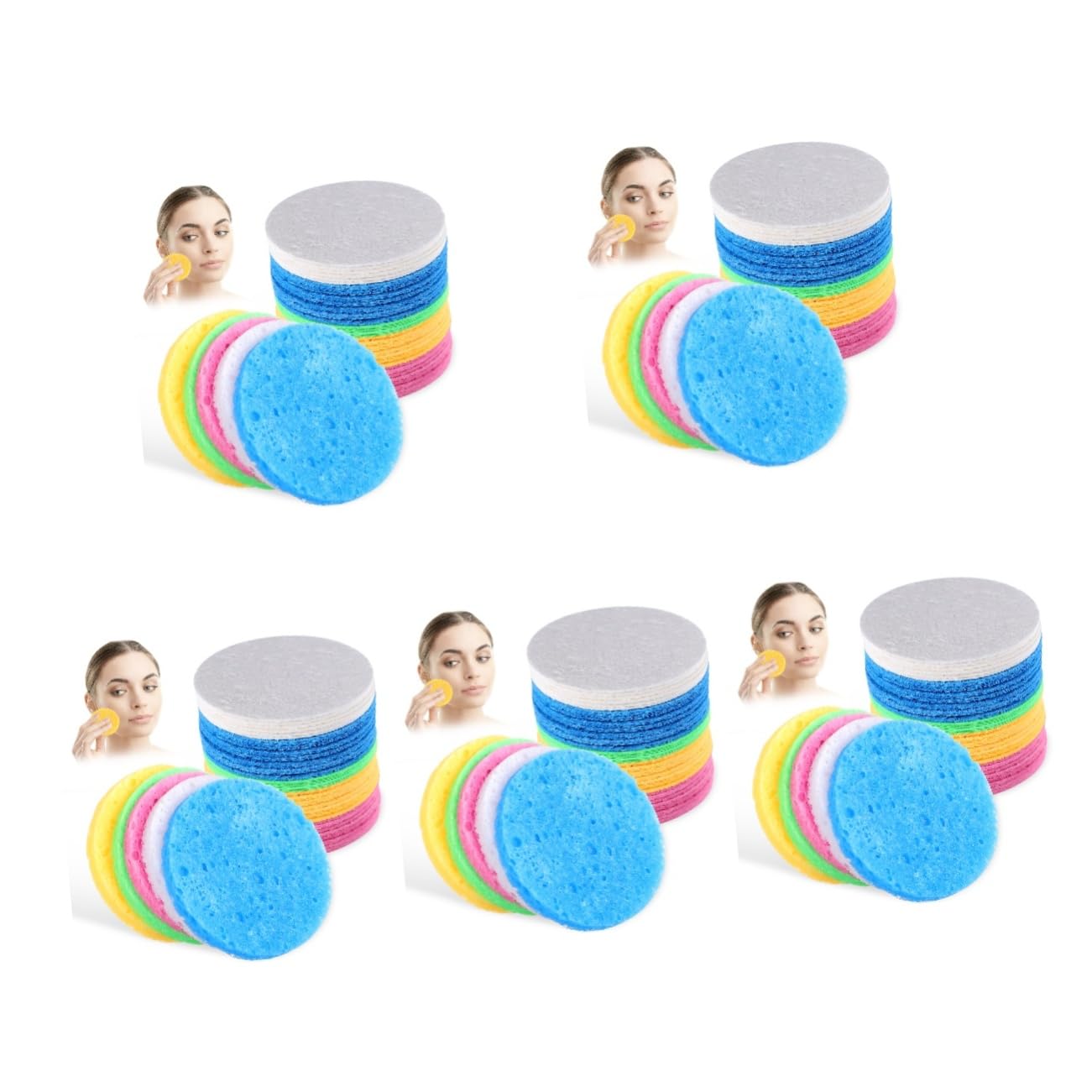 FRCOLOR 250pezzi Spugne Facciali Portatili Per Rimozione Make-up Spugne Naturali Per Pulizia Viso Riutilizzabili e Adatte Ai Viaggi Ottimali Per Uso Quotidiano