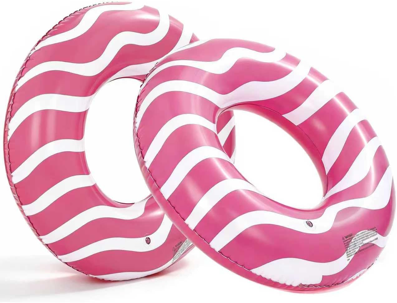 32.5 Inch Large Inflatable Pool Floats Ocean Ripple Striped Pool Rings Swimming Inflatable Tube for Adult Summer Beach Bachelorette Wedding Gifts