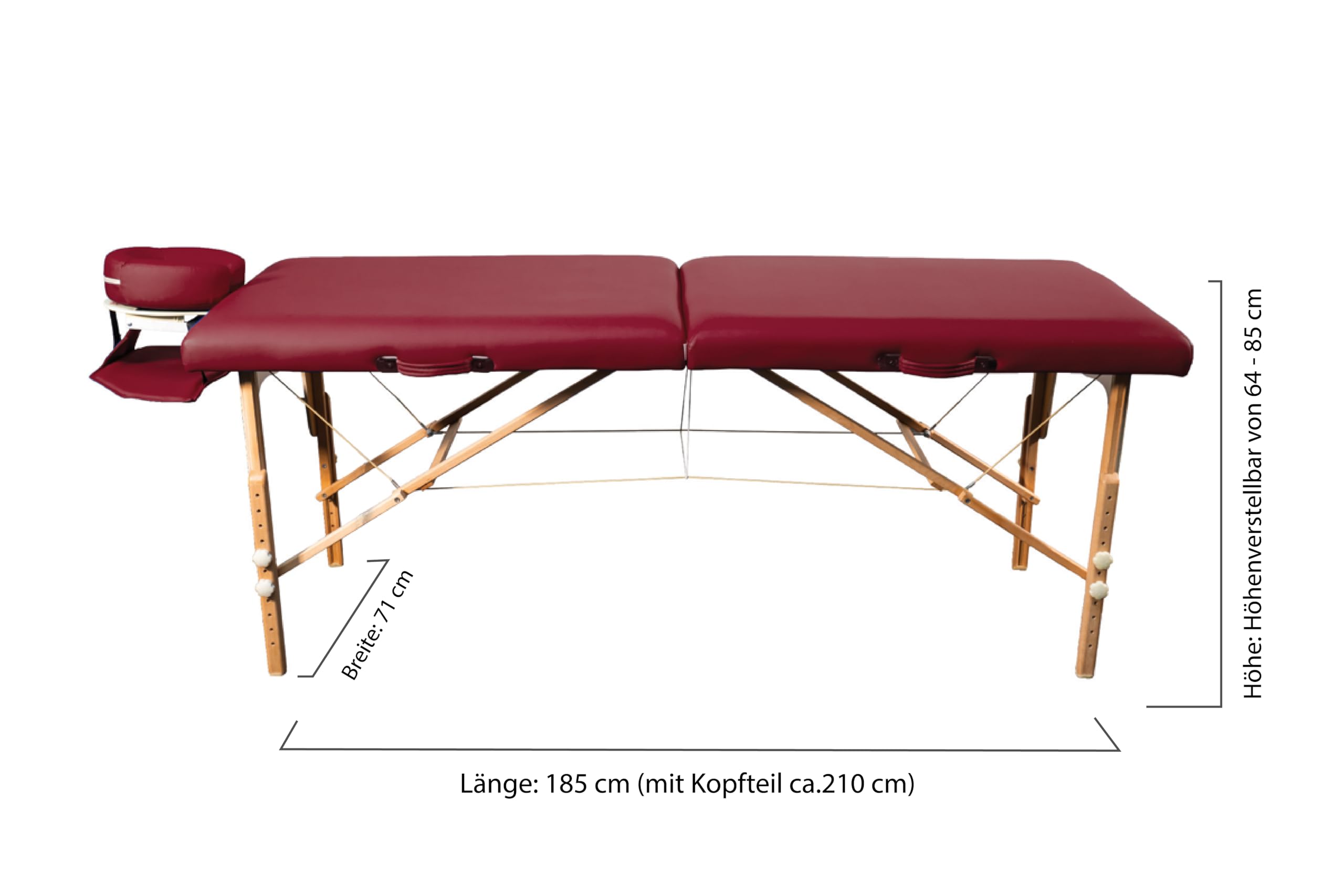 ZEN Basic Niveau Massage-Liege klappbar und höhenverstellbar – mobiler Massagetisch aus Vollholz mit abgerundeten Kanten für aktive Massagestile, Aluminium-Kopfteil und Kosmetik-Tisch Tasche (Schwarz)