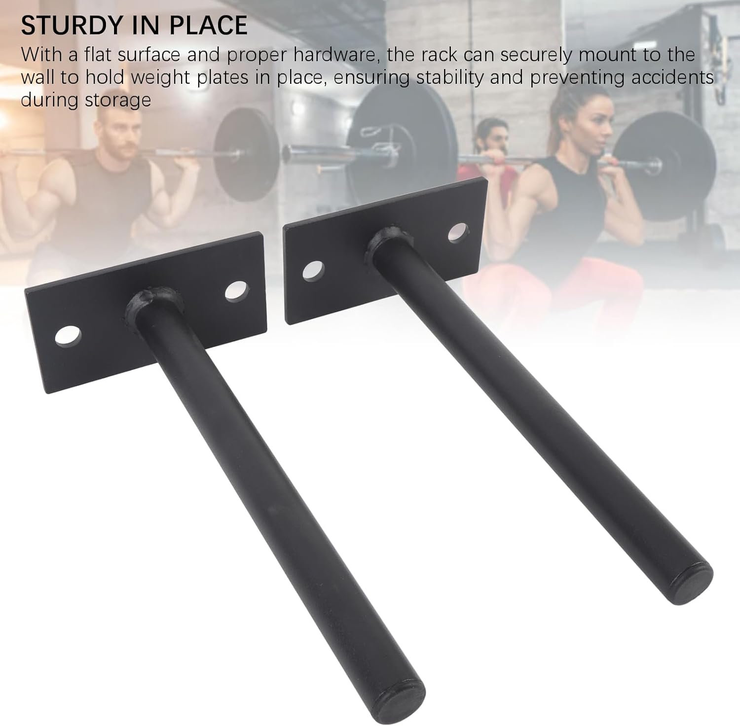 2Pcs Weight Plate Holder, Alloy Steel Wall Weight Plate Rack Wall Mounted Weight Rack Space Saving Wall Weight Storage Rack Organizer for Home Gym, Construction Diameter 1.0in
