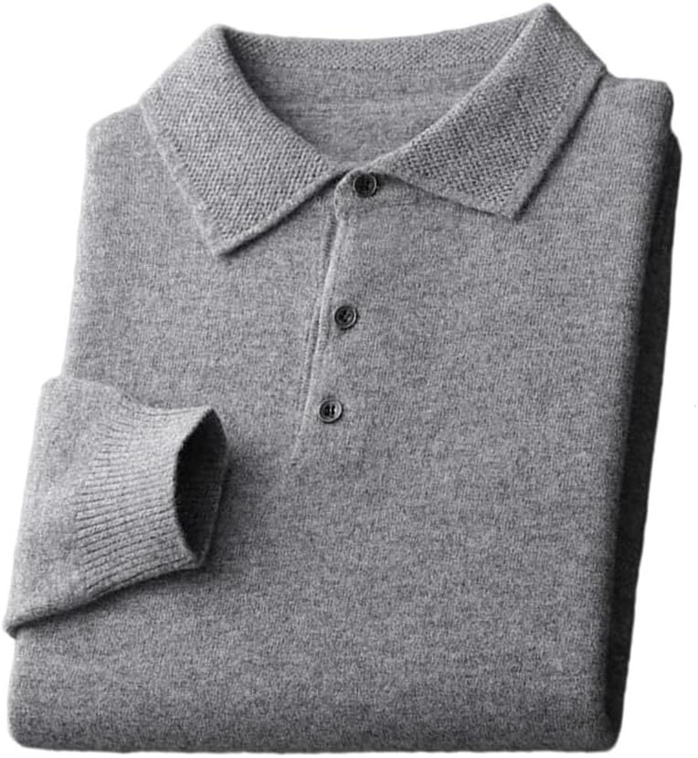 Vsadsau Men's Fall Winter Wool Blend Sweater Loose Knitted Polo Sweater Solid Pullover Bottom