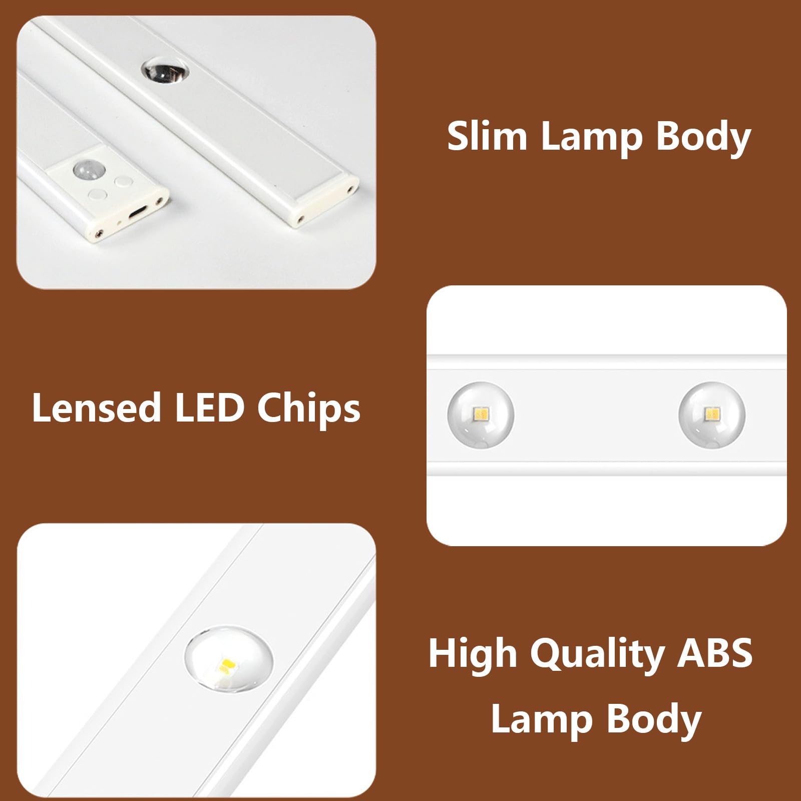 Armario LED Apliques de Pared con Sensor Movimiento Lámpara de Pared Regulable 2700K/4500K/6500K Iluminación de Pared USB Recargable para Gabinete Escaparate Escaleras (Blanco,80cm)